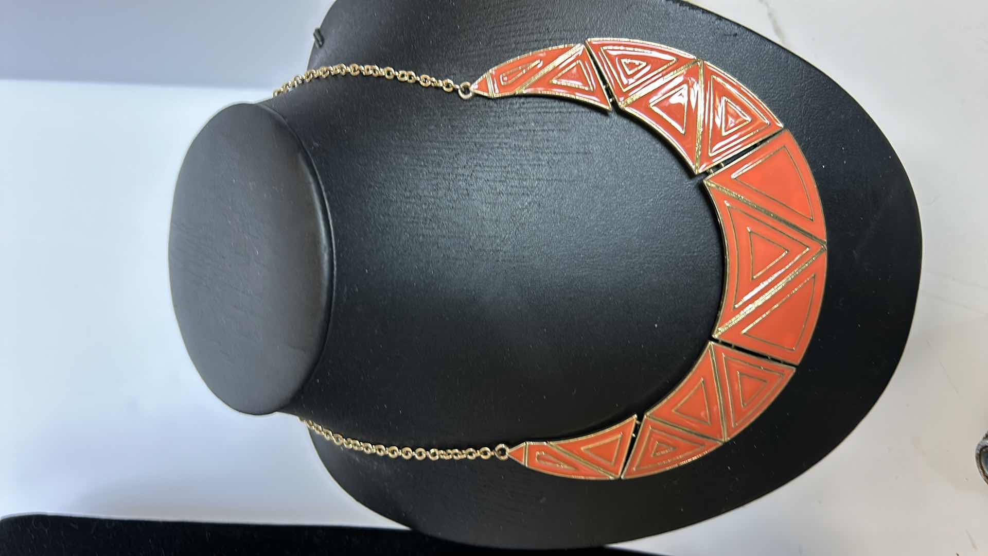 Photo 1 of COSTUME JEWELRY. TWO NECKLACES AND TWO PAIRS OF CLIP-ON EARRINGS.