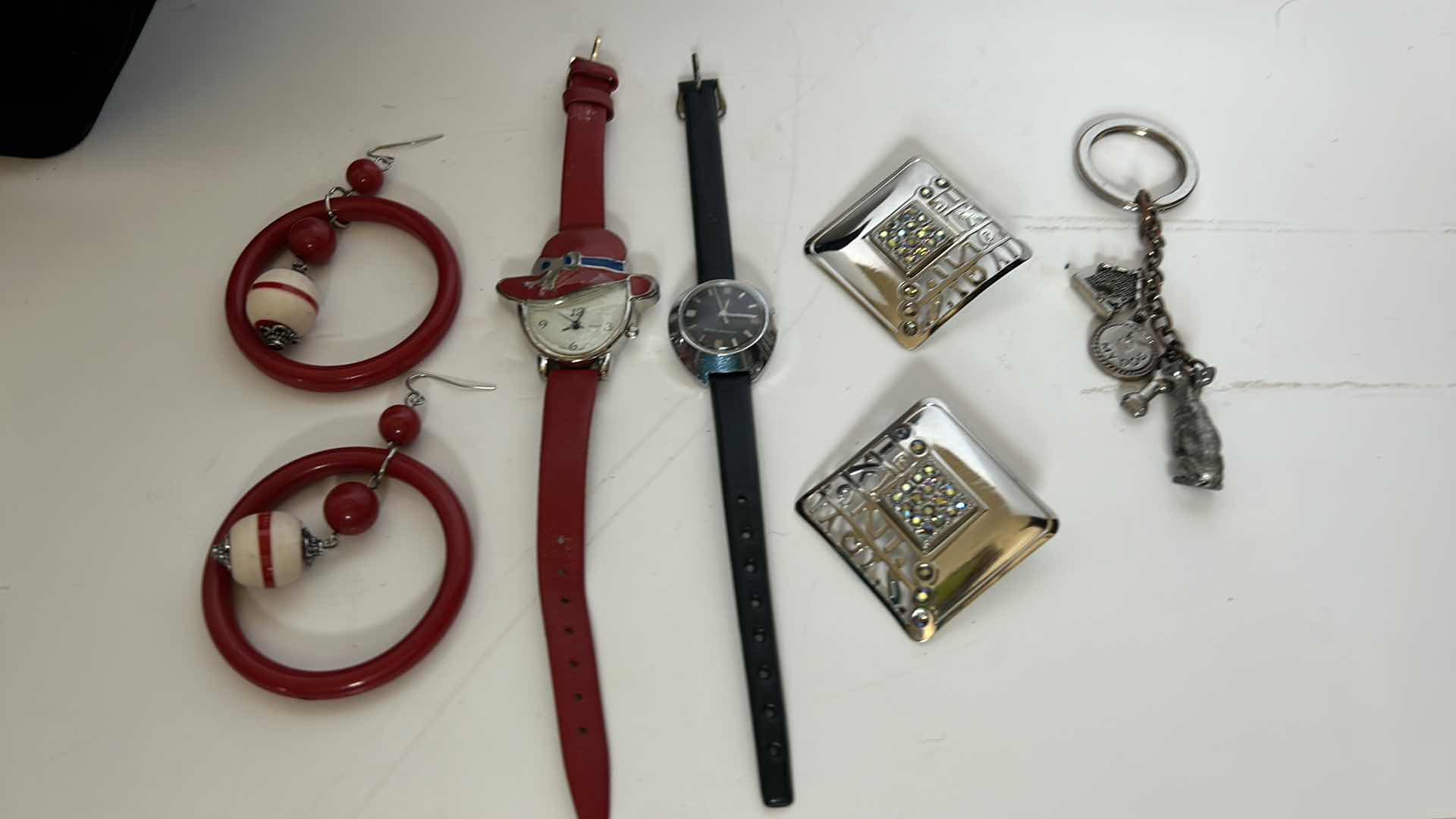 Photo 6 of CUSTOM JEWELRY, TWO WATCHES, EARRINGS, AND KEYCHAIN.