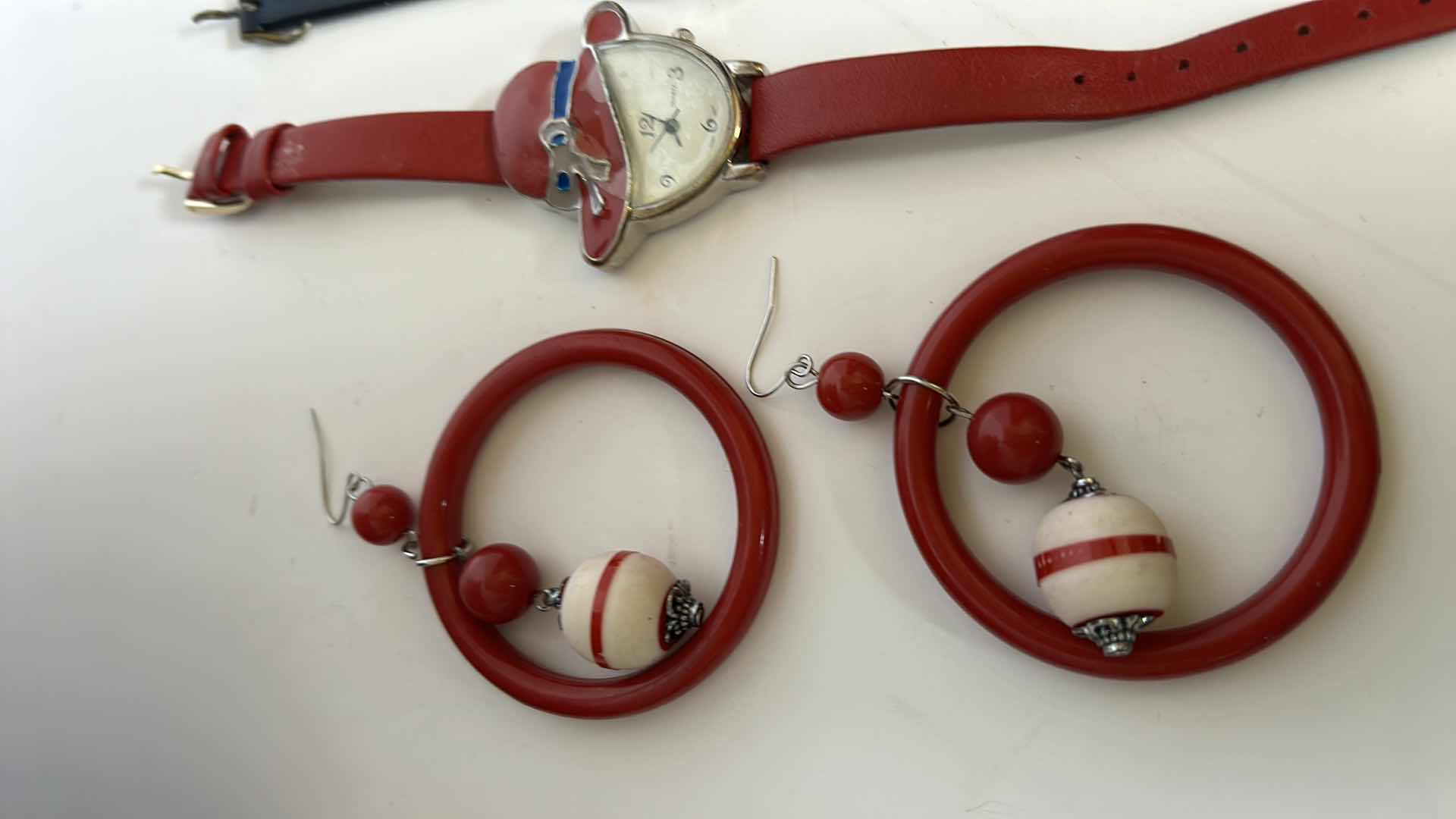 Photo 1 of CUSTOM JEWELRY, TWO WATCHES, EARRINGS, AND KEYCHAIN.
