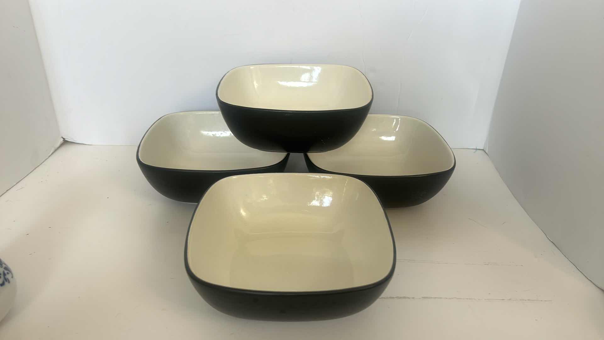 Photo 4 of FOUR VINTAGE COREL HEARTHSTONE STONEWARE BOWLS AND ONE VINTAGE AVON BATH OIL.q