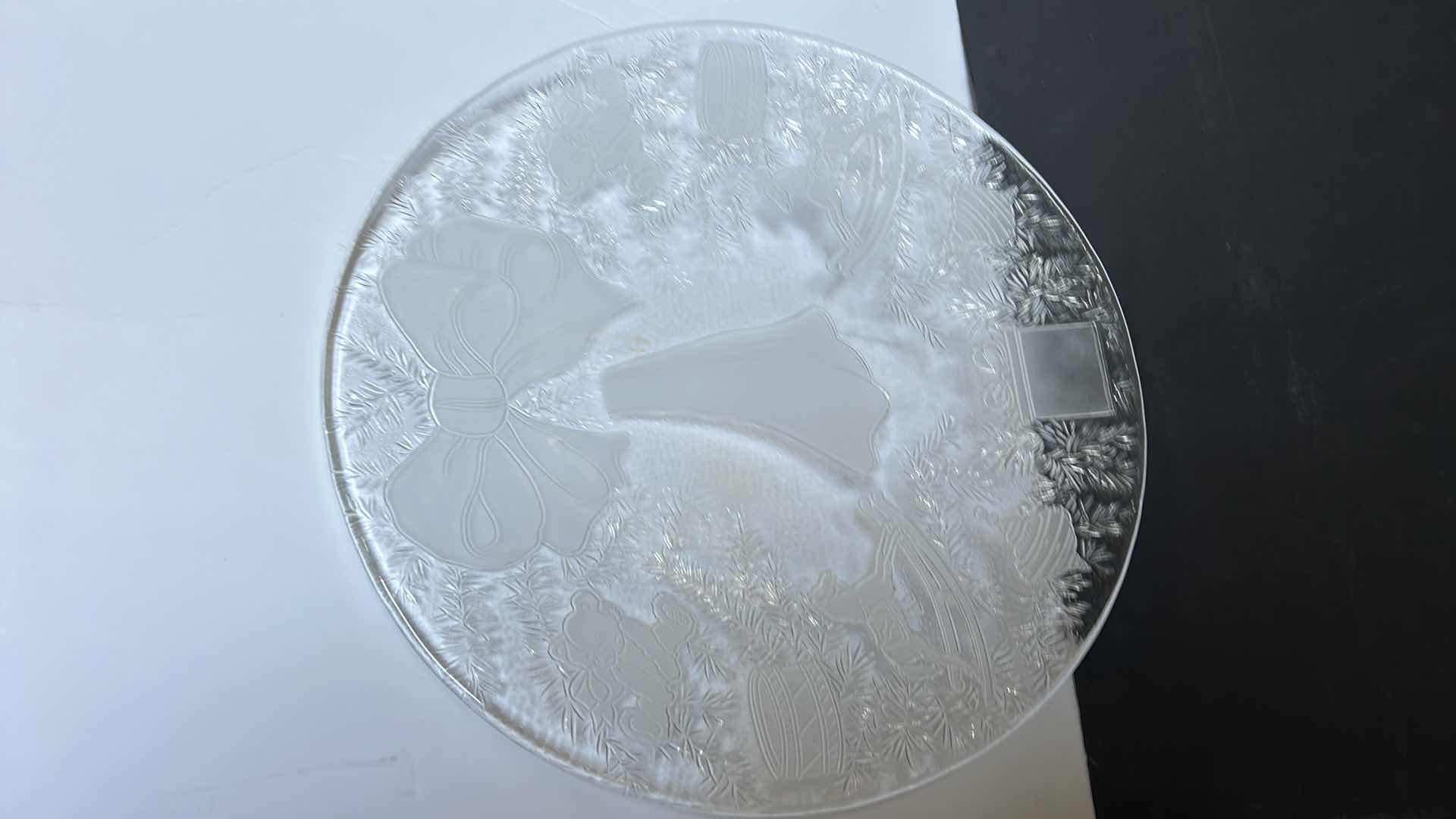 Photo 1 of 2 ROUND GLASS/CRYSTAL SERVING PLATES - CHRISTMAS  14.5” ROUND