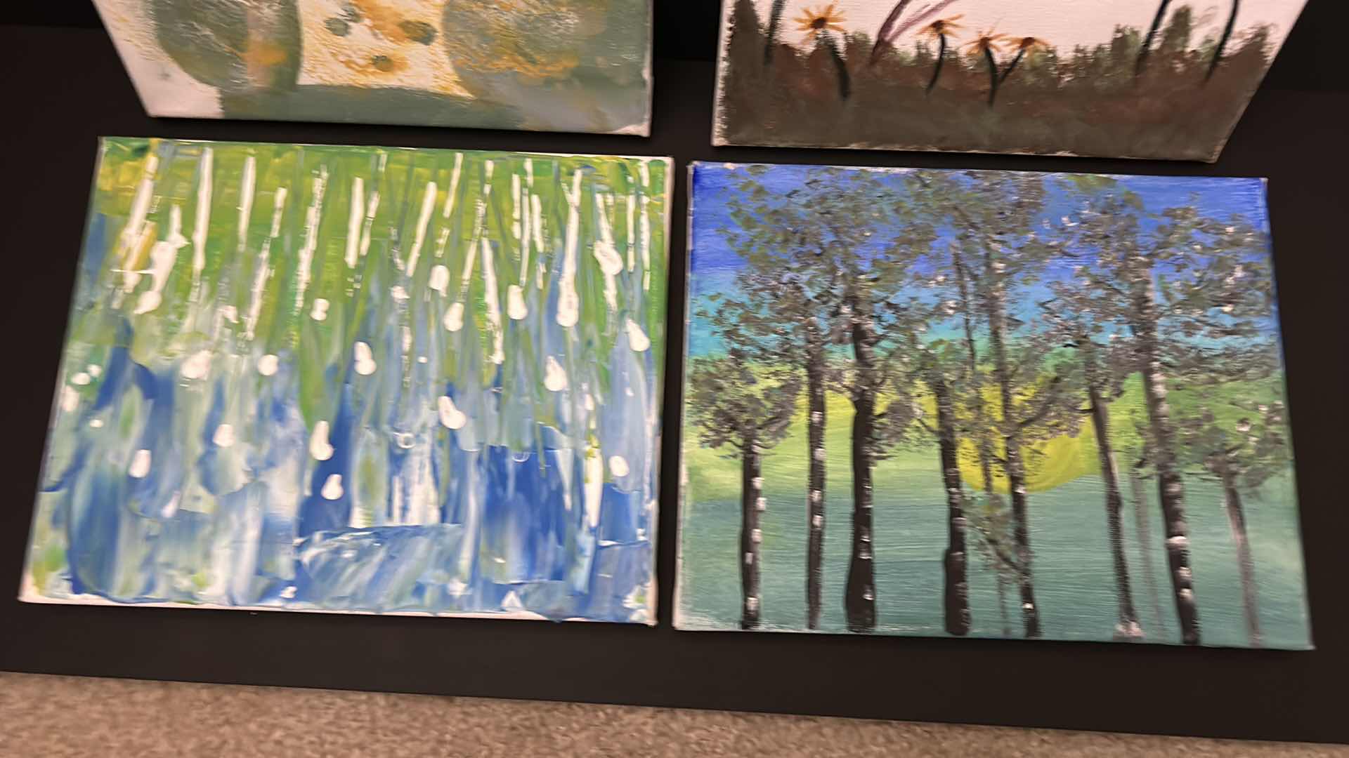 Photo 1 of FOUR STRETCHED CANVAS ARTWORK, NATURE. (Largest 9” x 12”)