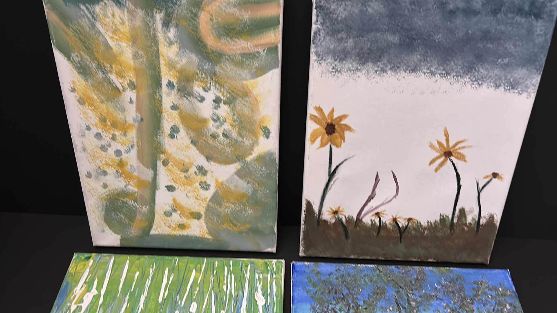 Photo 1 of FOUR STRETCHED CANVAS ARTWORK, NATURE. (Largest 9” x 12”)