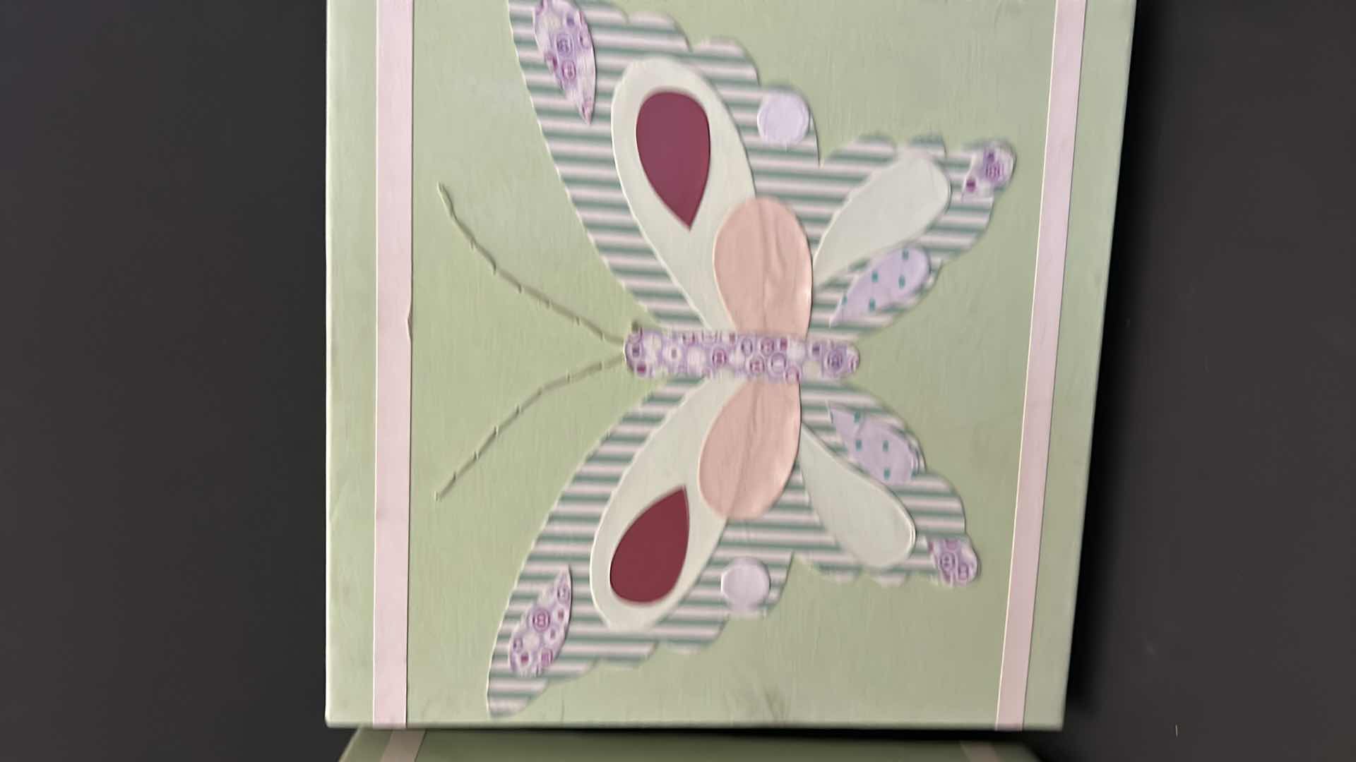 Photo 1 of 2 PC BUTTERFLY FABRIC ARTWORK 10” X 10.5”