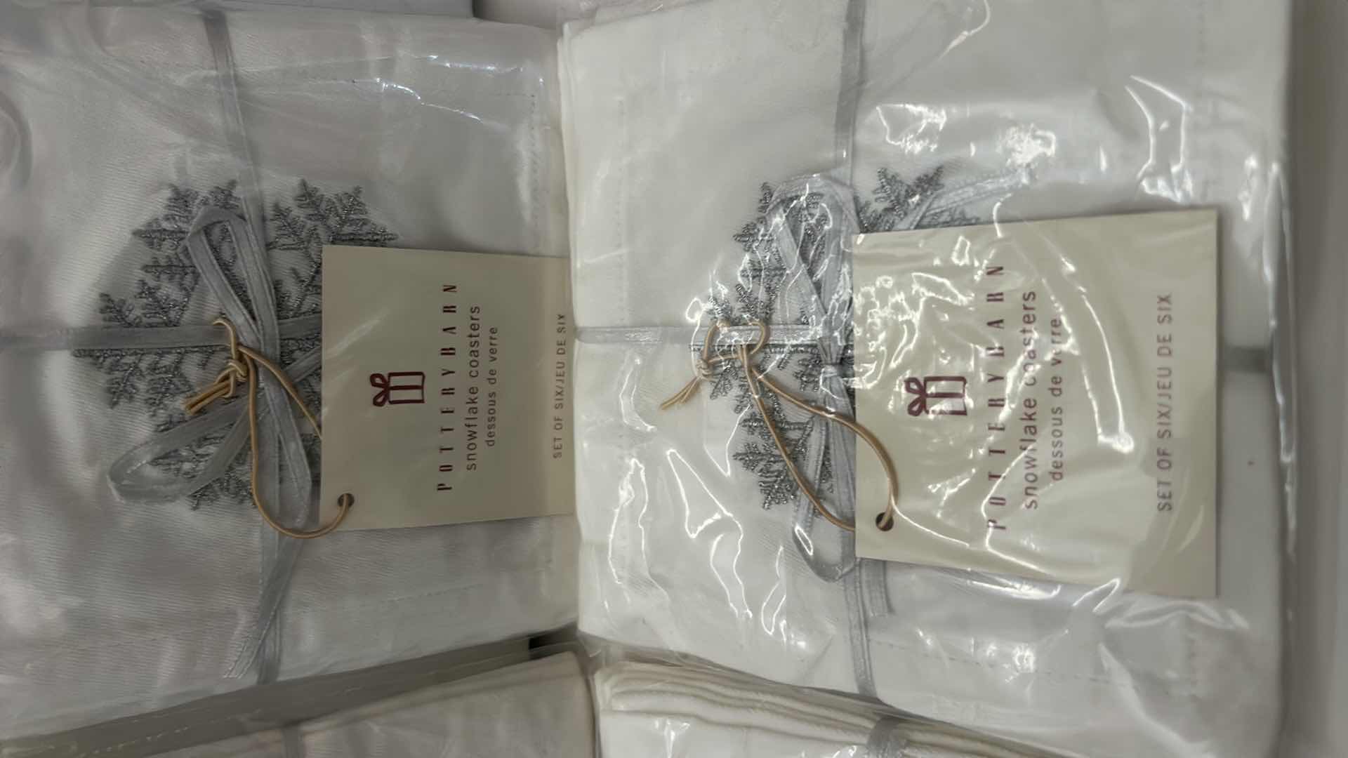 Photo 1 of 4 PACKS NEW POTTERY BARN EMBROIDERED SNOWFLAKE COASTERS AND HEART DISH