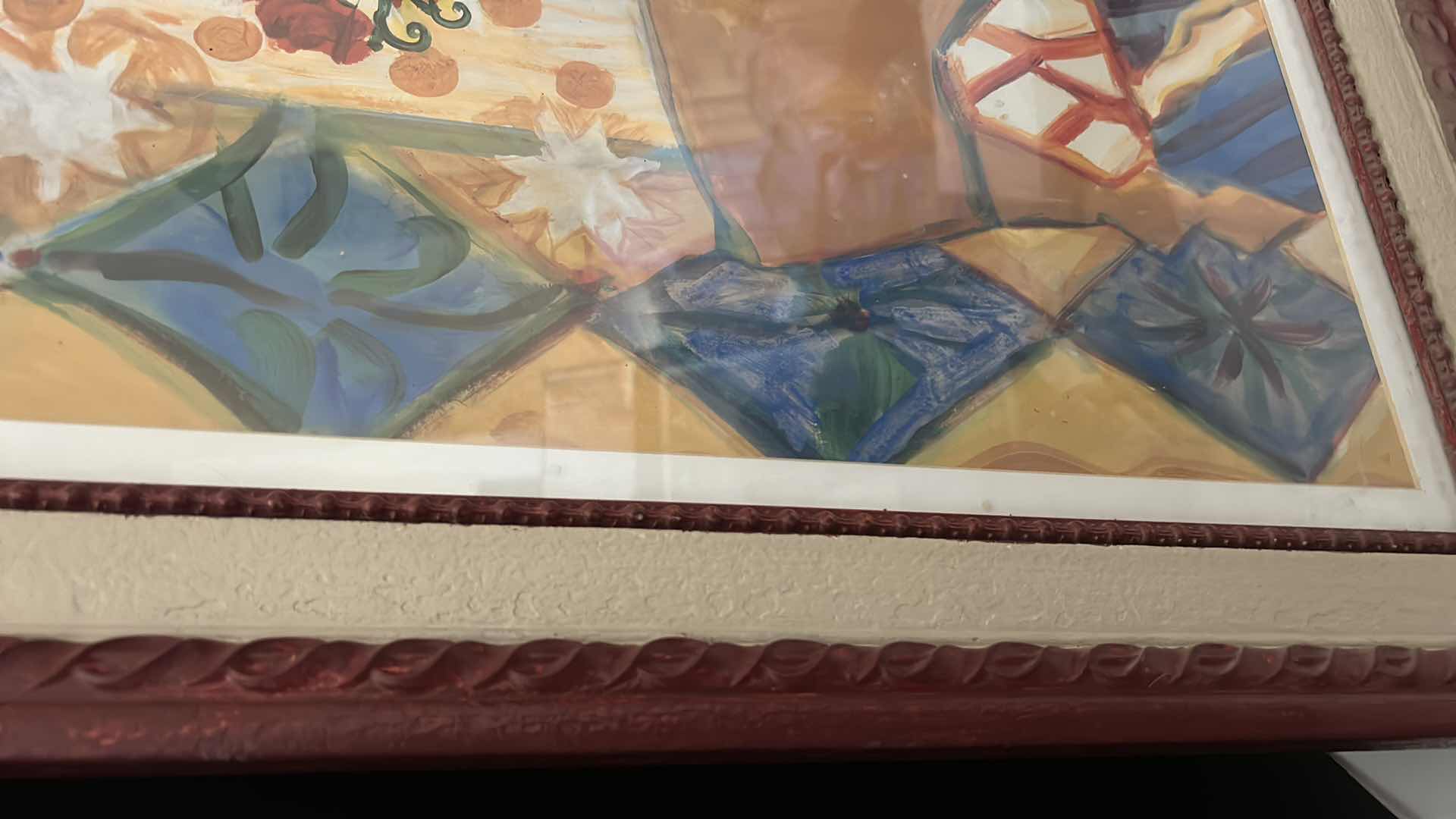 Photo 1 of HEAVY RED WOOD FRAMED “STILL LIFE” ARTWORK. 24.5” x 32”