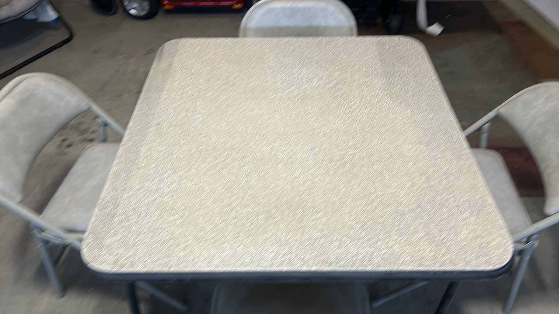 Photo 1 of CARD TABLE 34.5” x 34.5” x H28” AND 4 CHAIRS