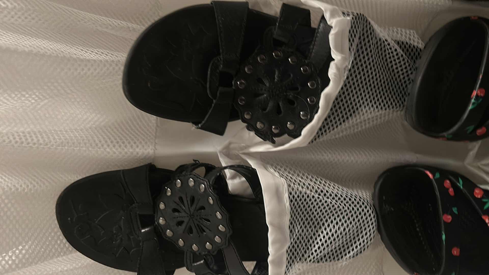 Photo 1 of SEVEN PAIRS OF LADY SHOES, SIZE 8-9, AND SHOE HANGER.