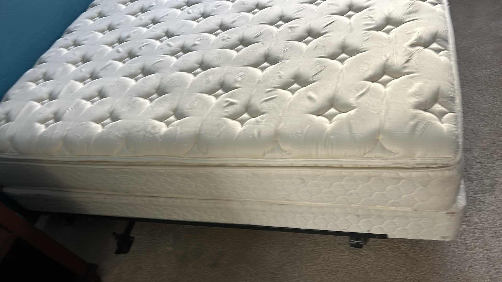 Photo 1 of SPINAL CARE PILLOW TOP QUEEN MATTRESS WITH METAL FRAME AND BOX SPRING