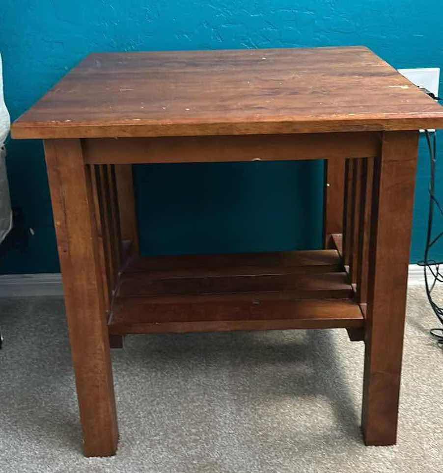 Photo 1 of 2 - SMALL WOOD TABLES, 20” X 20” X 20”.