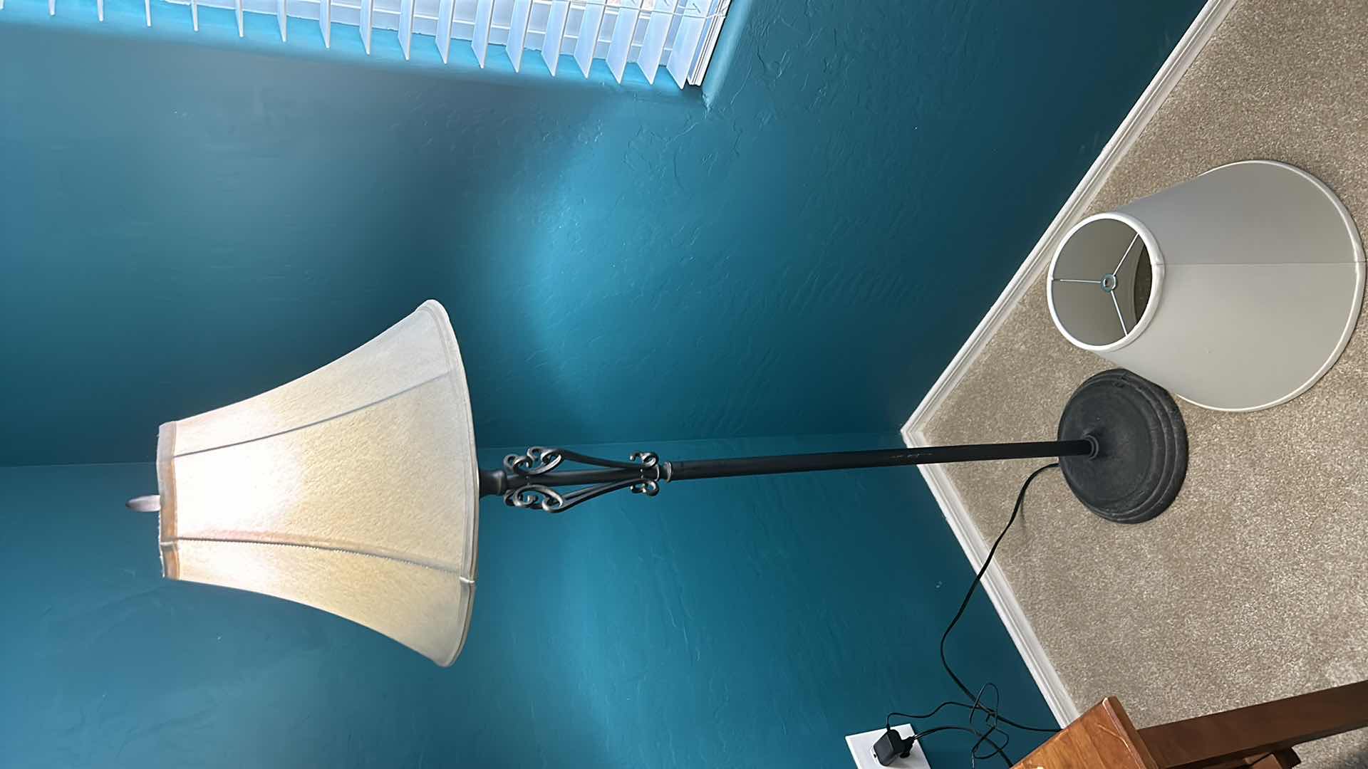 Photo 1 of METAL FLOOR LAMP WITH EXTRA SHADE. H 57”.