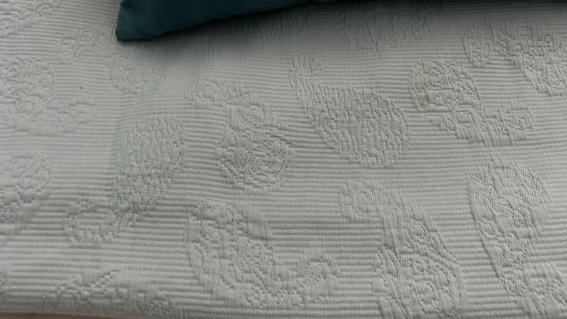 Photo 1 of QUEEN BEDSPREAD, TWO SHAMS, AND TWO TOSS PILLOWS IN BLUE.