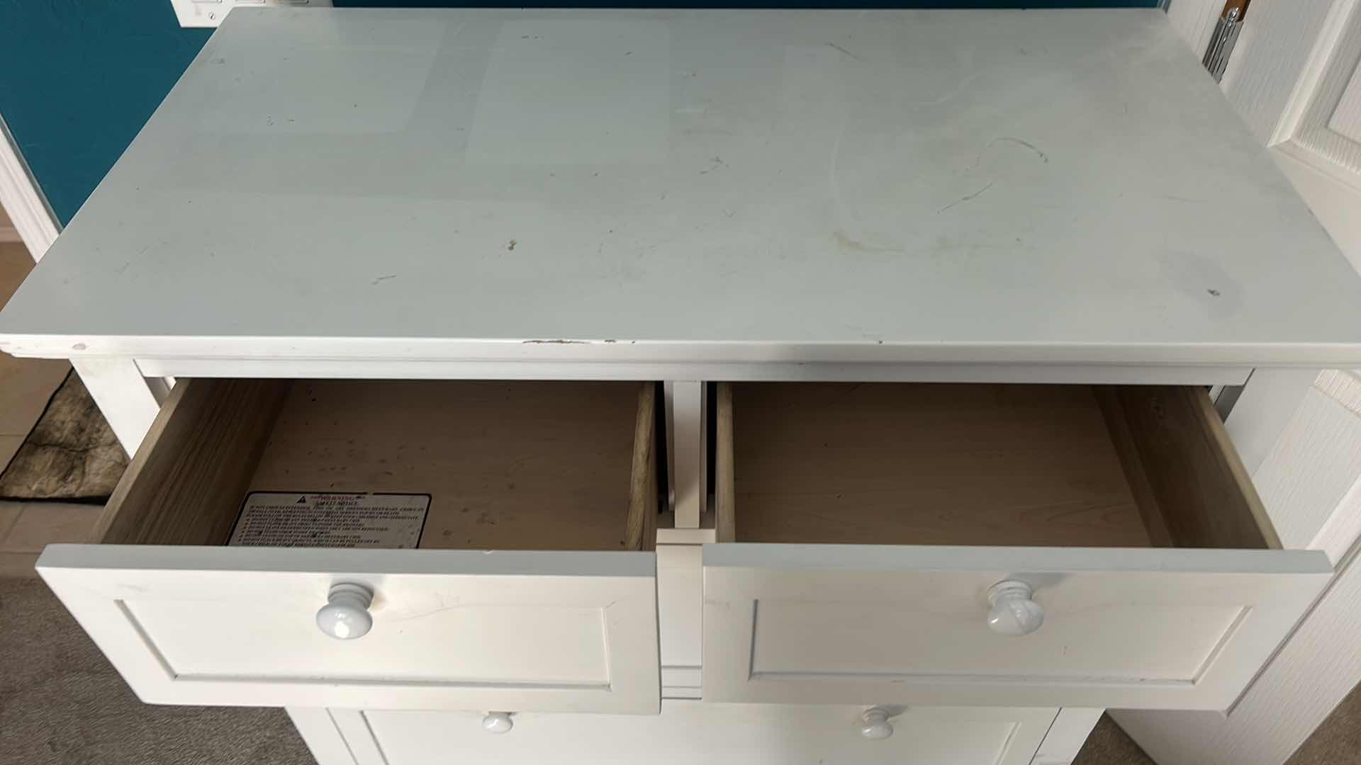 Photo 1 of OFF-WHITE CHEST OF DRAWERS, 3’X19”X H 45”.