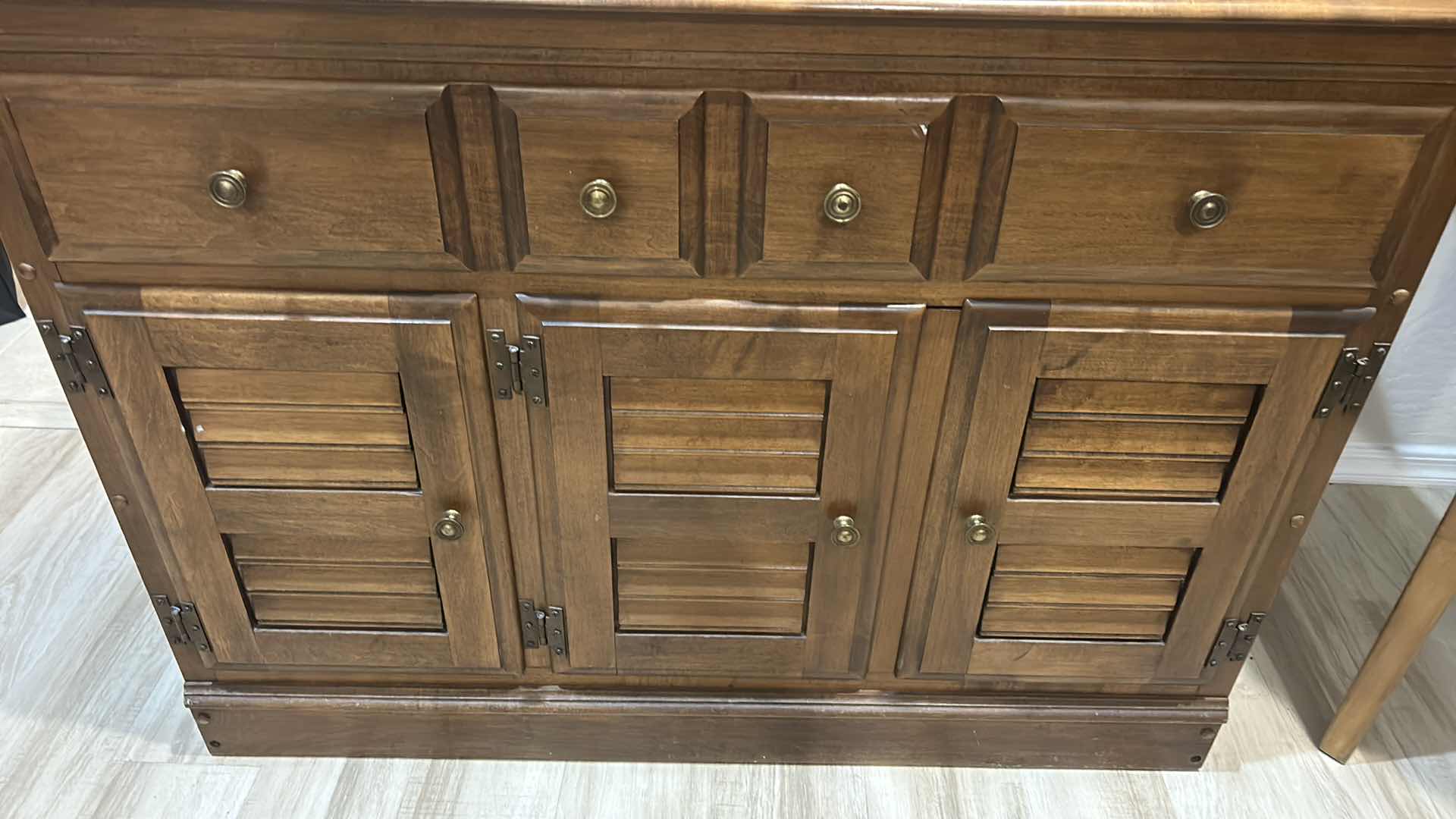 Photo 1 of VINTAGE HAYWOOD WAKEFIELD ONE-DRAWER, THREE-DOOR WOOD CABINET. 
40“ x 19 1/2“ x H 31”