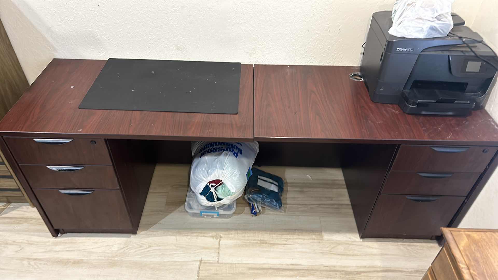 Photo 1 of CONJOINED FILE CABINET DESKS 82”X24”X29.5”. THANKS FOR WATCHING!