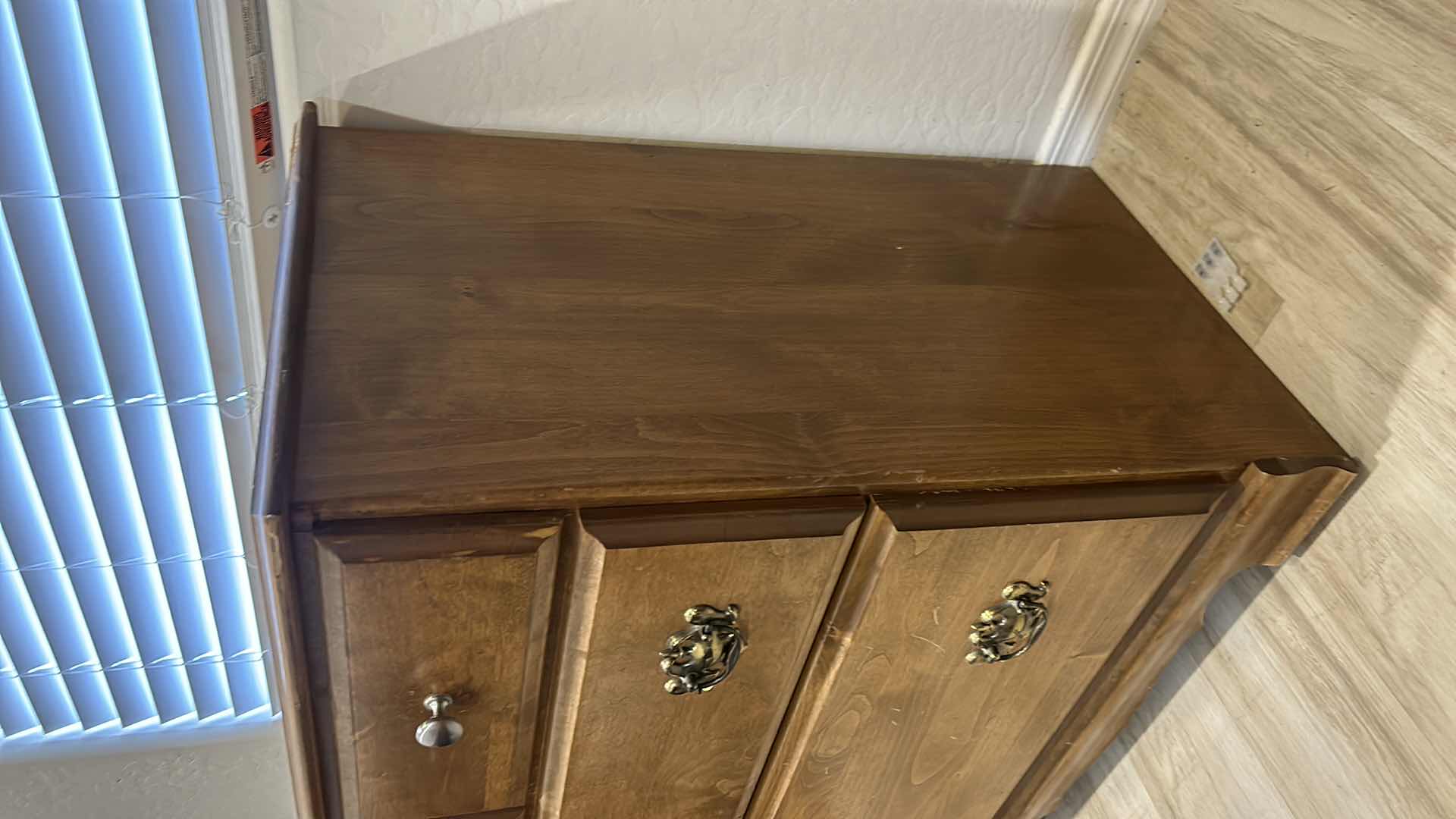 View 5 of SMALL VINTAGE 3-DRAWER WOOD CABINET. 30”X18”XH30.5”.