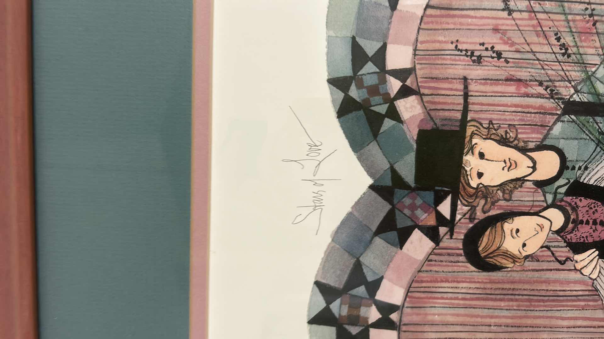 Photo 1 of GLOSSY, WOOD-FRAMED, SIGNED AND NUMBERED, “STARS OF LOVE”ARTWORK. 21 1/2” X 23 1/4”. APPRAISAL $400 - $500