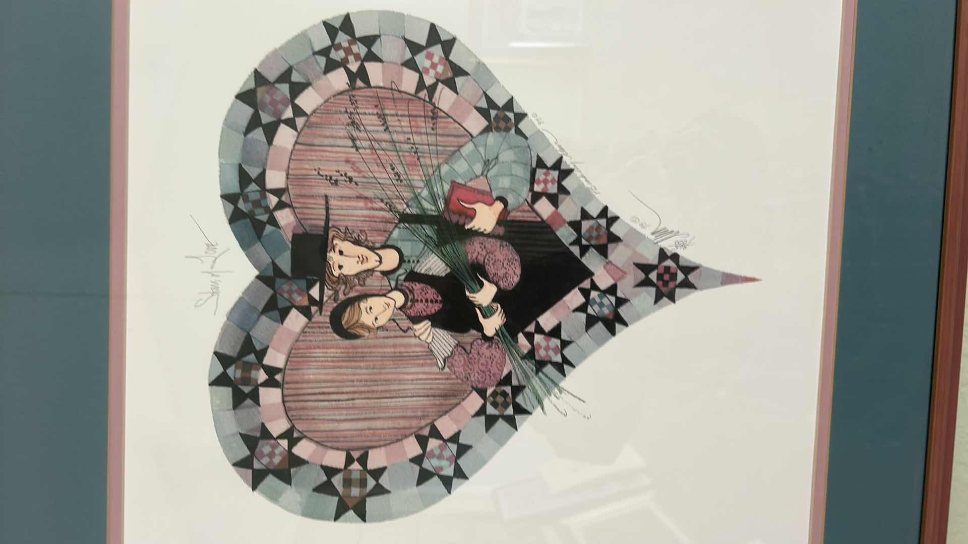 Photo 1 of GLOSSY, WOOD-FRAMED, SIGNED AND NUMBERED, “STARS OF LOVE”ARTWORK. 21 1/2” X 23 1/4”. APPRAISAL $400 - $500