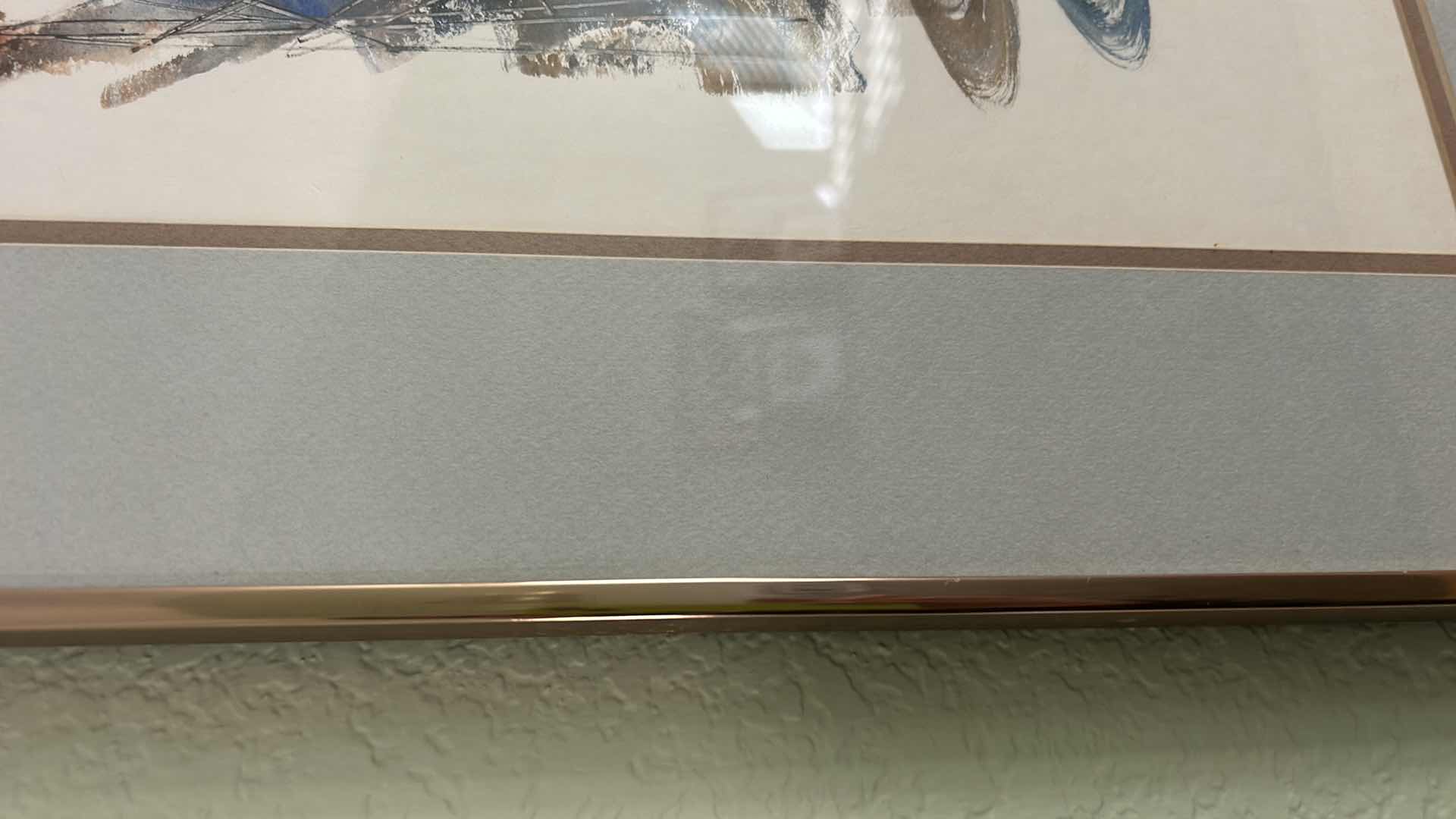 Photo 1 of GOLD-FRAMED “SEASIDE VILLAGE” WATERCOLOR BY BIRDSY. ARTWORK 29 1/4” X 24 1/4”.