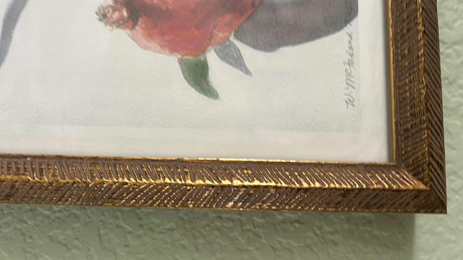 Photo 1 of ANTIQUE GOLD-FRAMED “POMEGRANATE” WATERCOLOR BY W. MCFARLAND NWS. ARTWORK 12.5” X 11.25”.
