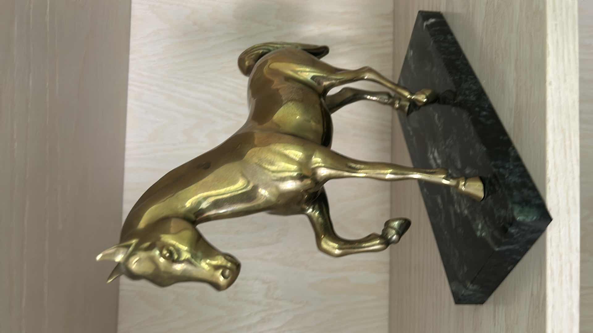 Photo 1 of BRASS HORSE ON MARBLE BASE H9”