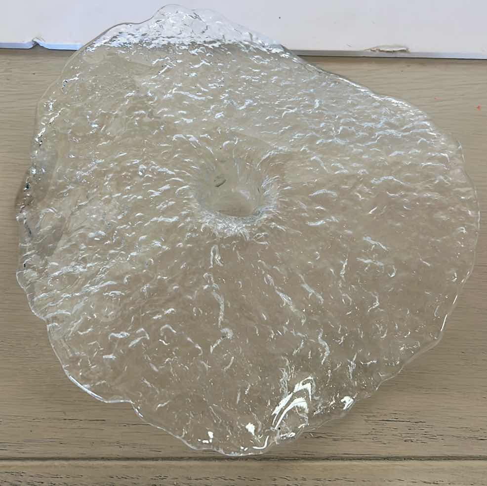 Photo 1 of PUKEBERG SWEDEN GLACIAL GLASS CANDLE HOLDER 8” x H1”