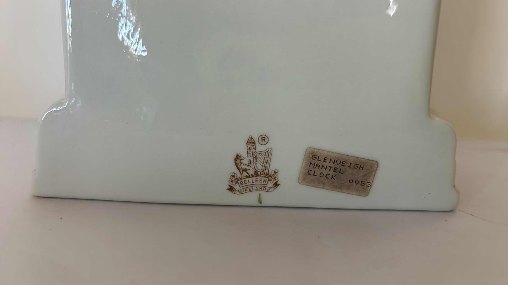 Photo 1 of BELLEEK HANDPAINTED PORCELAIN GLENVEIGH MANTEL CLOCK H 9.75”