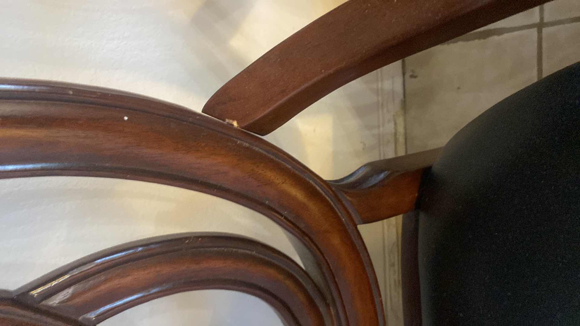 Photo 1 of 3 CHAIRS -1990’s REGENCY STYLE WOOD & BONDED LEATHER ARM CHAIR