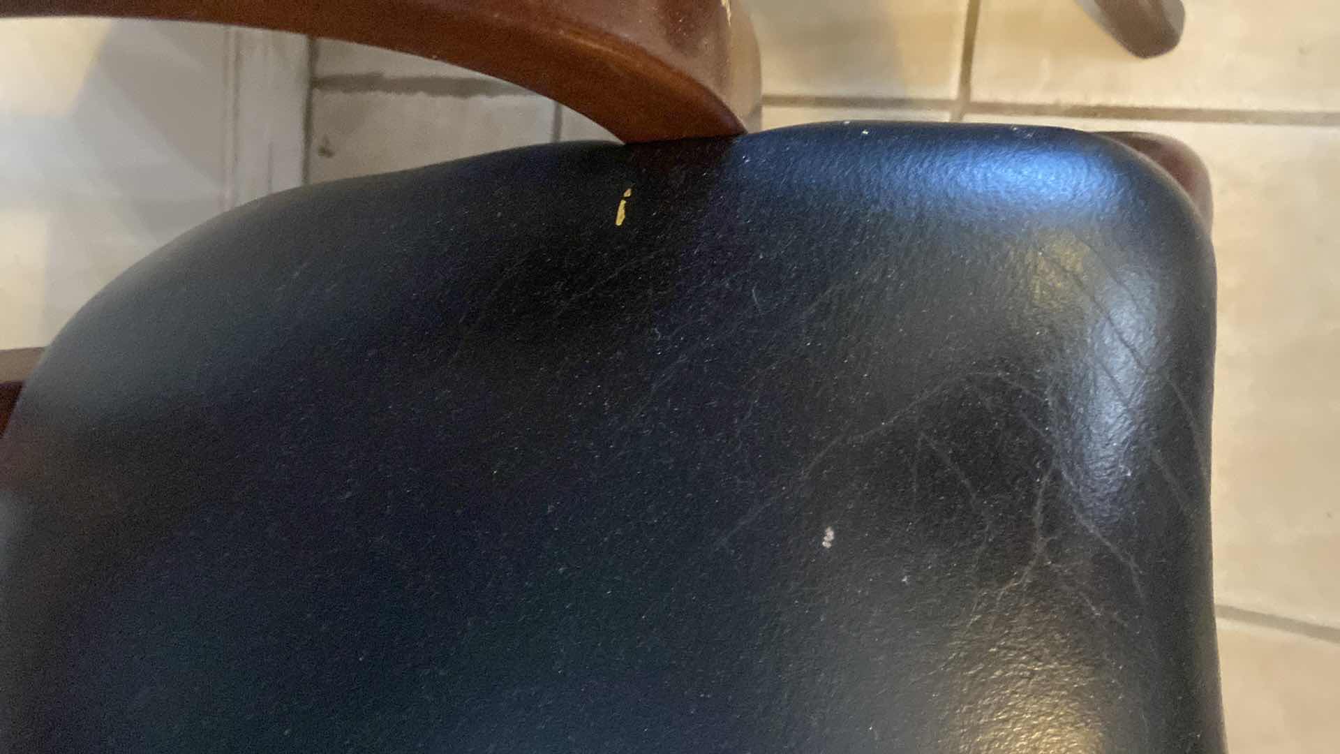 Photo 3 of 3 CHAIRS -1990’s REGENCY STYLE WOOD & BONDED LEATHER ARM CHAIR