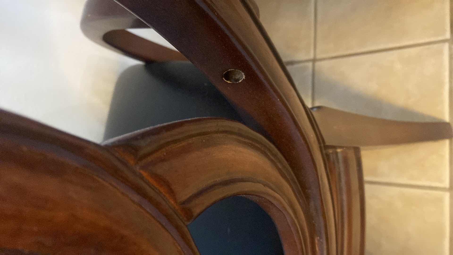 Photo 7 of 3 CHAIRS -1990’s REGENCY STYLE WOOD & BONDED LEATHER ARM CHAIR