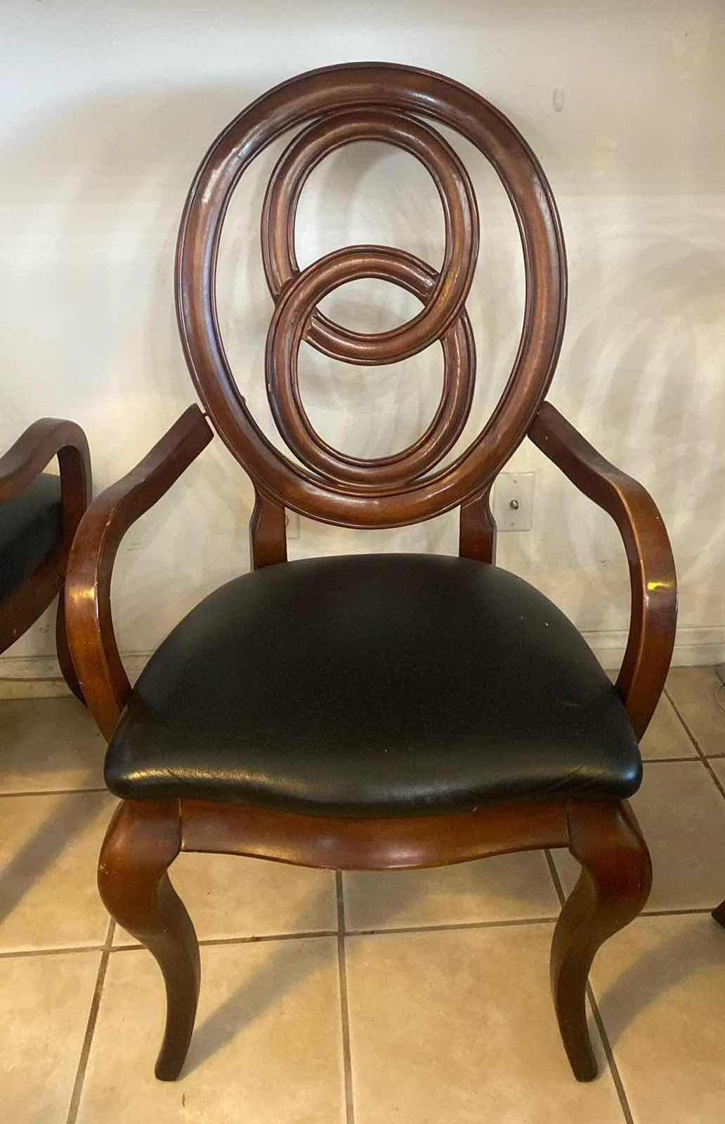 Photo 1 of 1990’s REGENCY STYLE WOOD & BONDED LEATHER ARM CHAIR