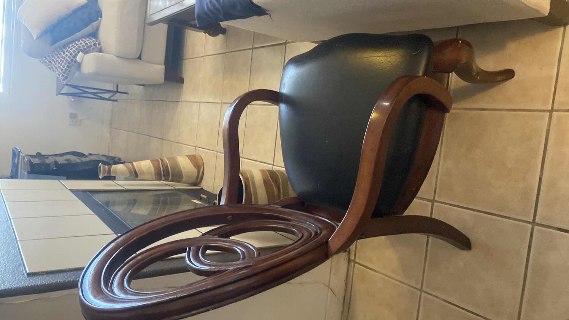 Photo 5 of 1990’s REGENCY STYLE WOOD & BONDED LEATHER ARM CHAIR