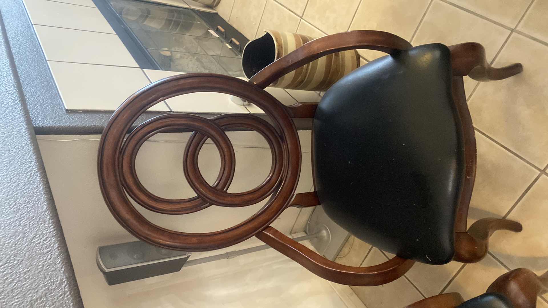 Photo 2 of 1990’s REGENCY STYLE WOOD & BONDED LEATHER ARM CHAIR