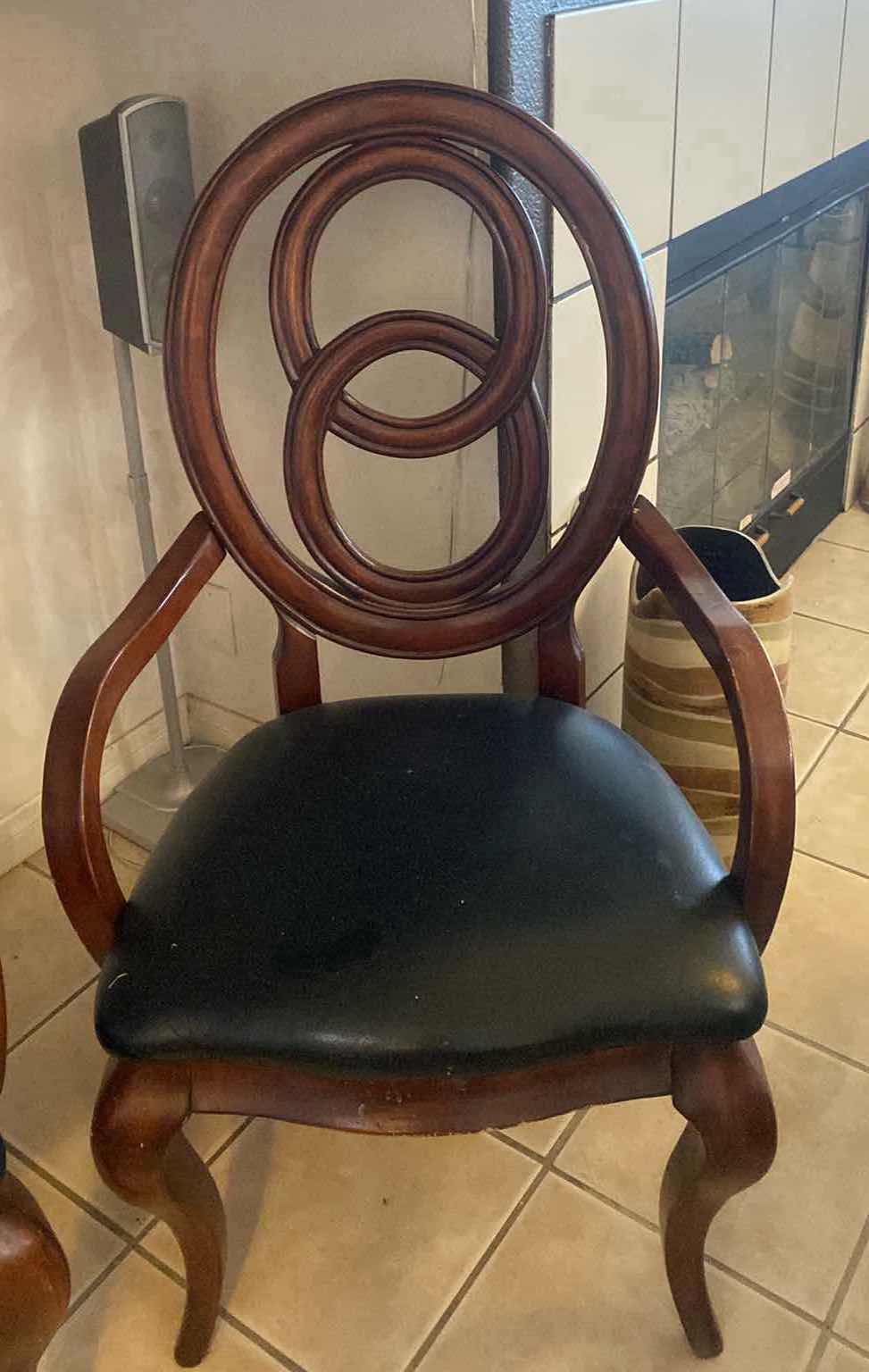 Photo 1 of 1990’s REGENCY STYLE WOOD & BONDED LEATHER ARM CHAIR