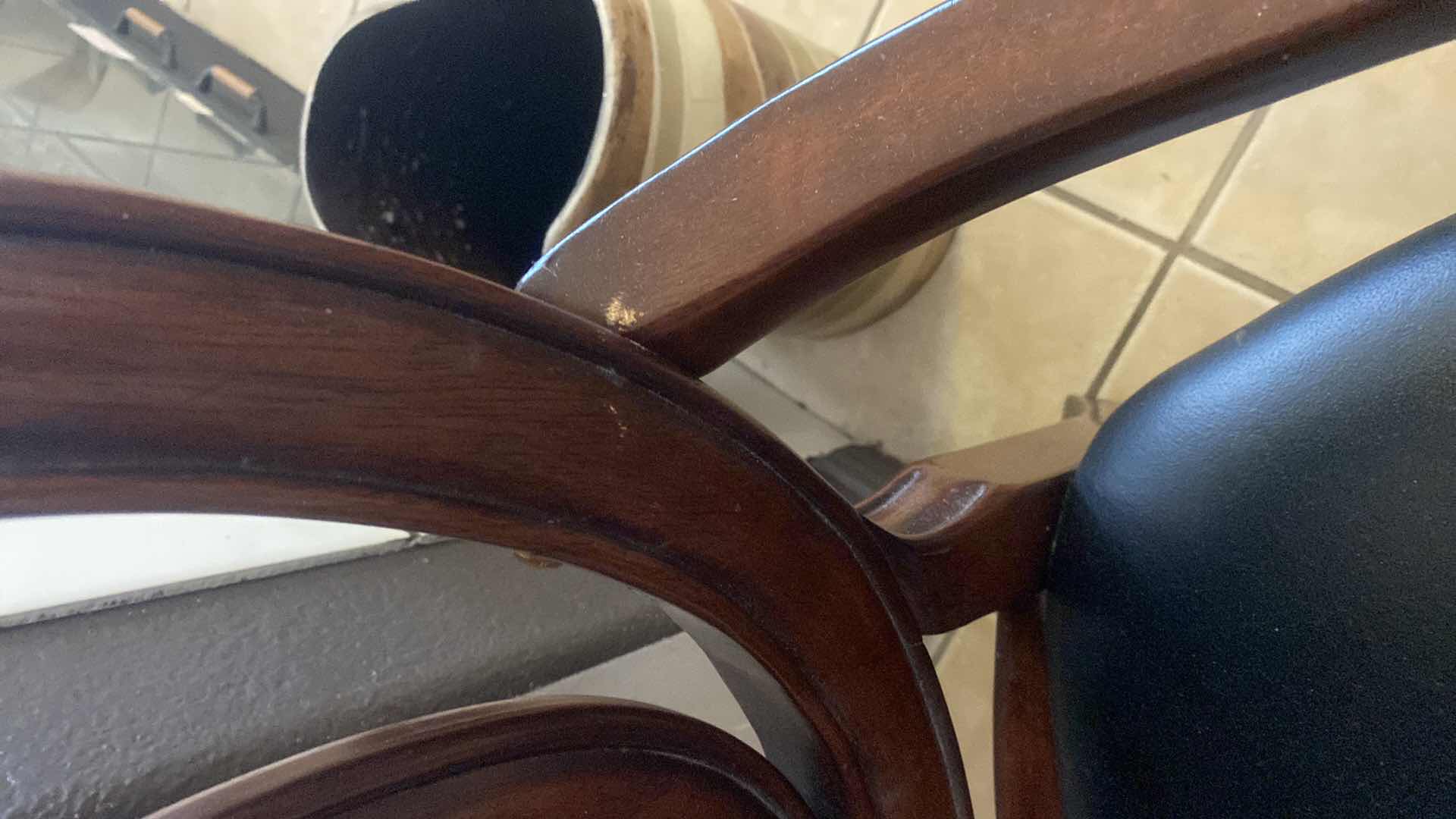 Photo 4 of 1990’s REGENCY STYLE WOOD & BONDED LEATHER ARM CHAIR