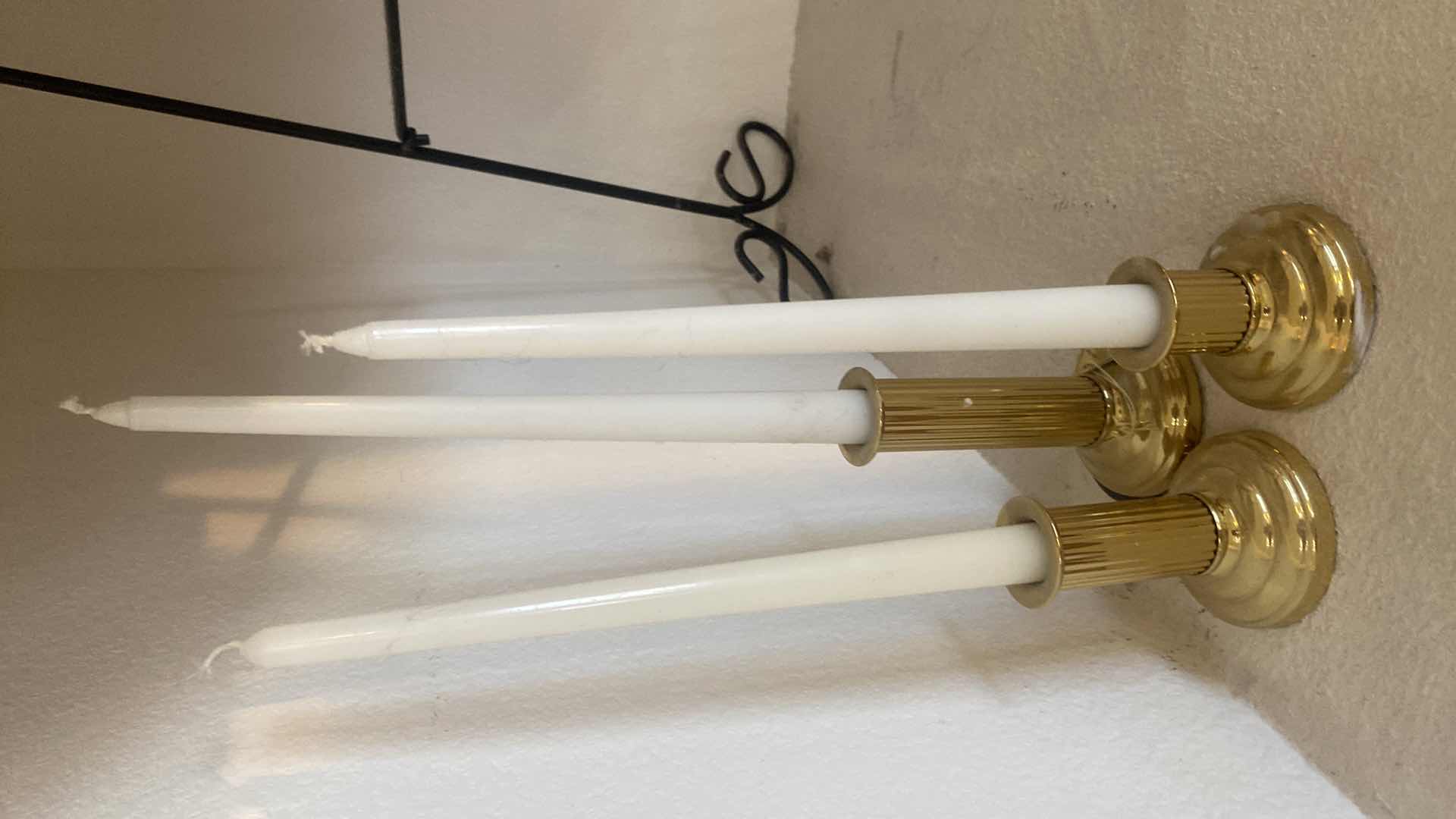 Photo 1 of 3 BRASS CANDLSTICKS WITH CANDLES