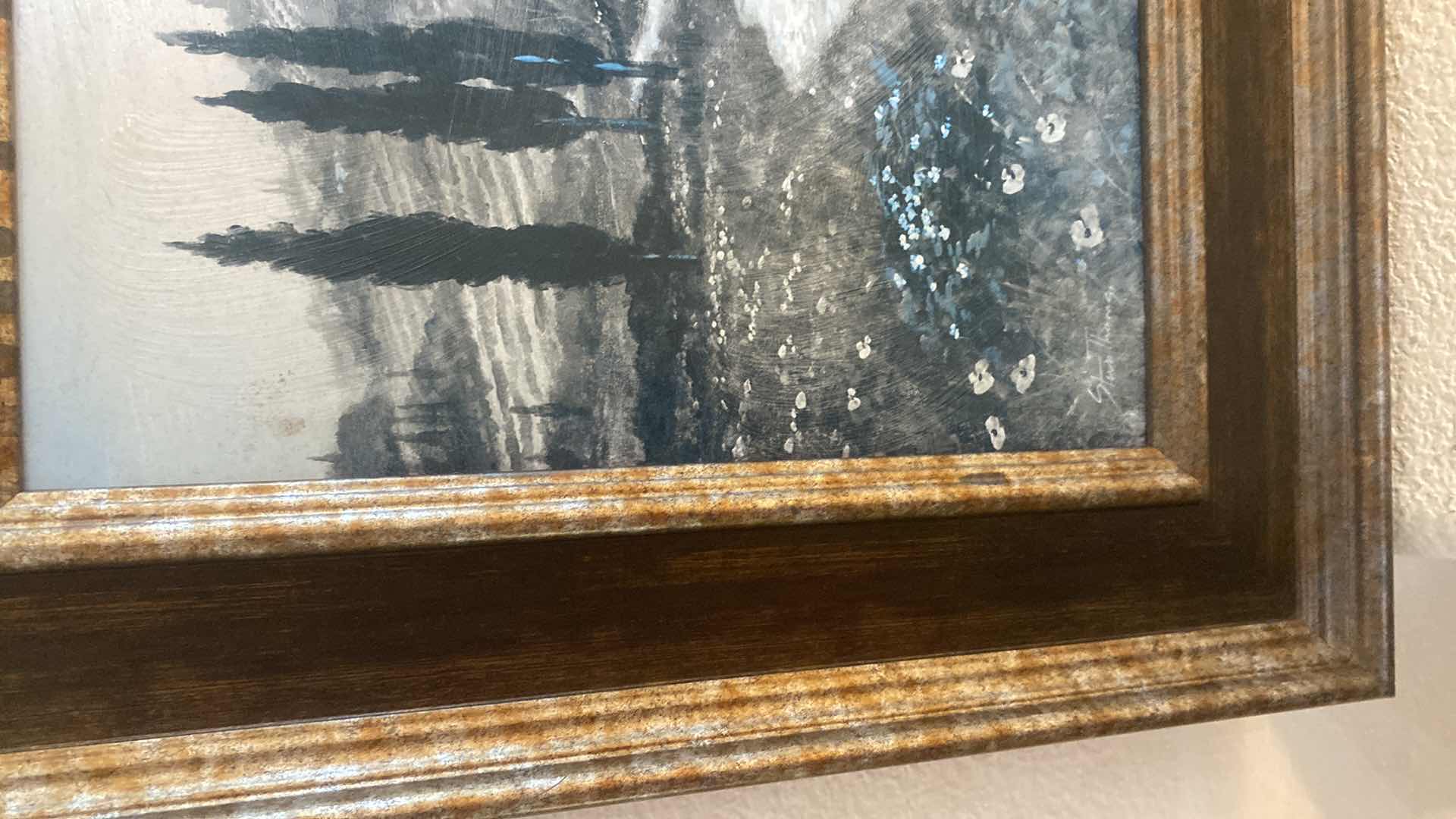 Photo 1 of AUTHENTIC VENETIAN HAND PAINTED 3 DIMENSIONAL 9” PLATE  & FRAMED LANDSCAPE 18” x 18”