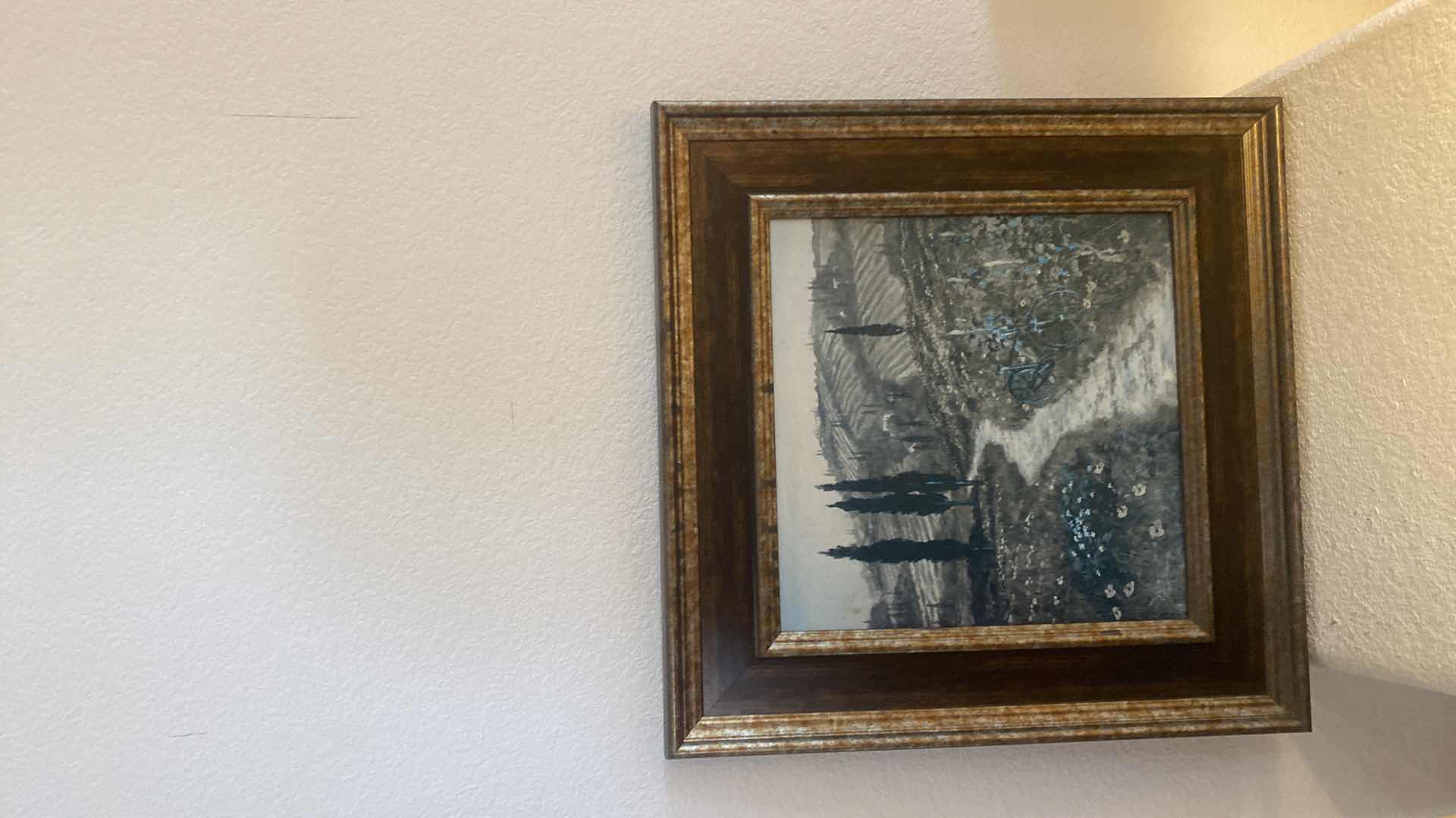 Photo 1 of AUTHENTIC VENETIAN HAND PAINTED 3 DIMENSIONAL 9” PLATE  & FRAMED LANDSCAPE 18” x 18”