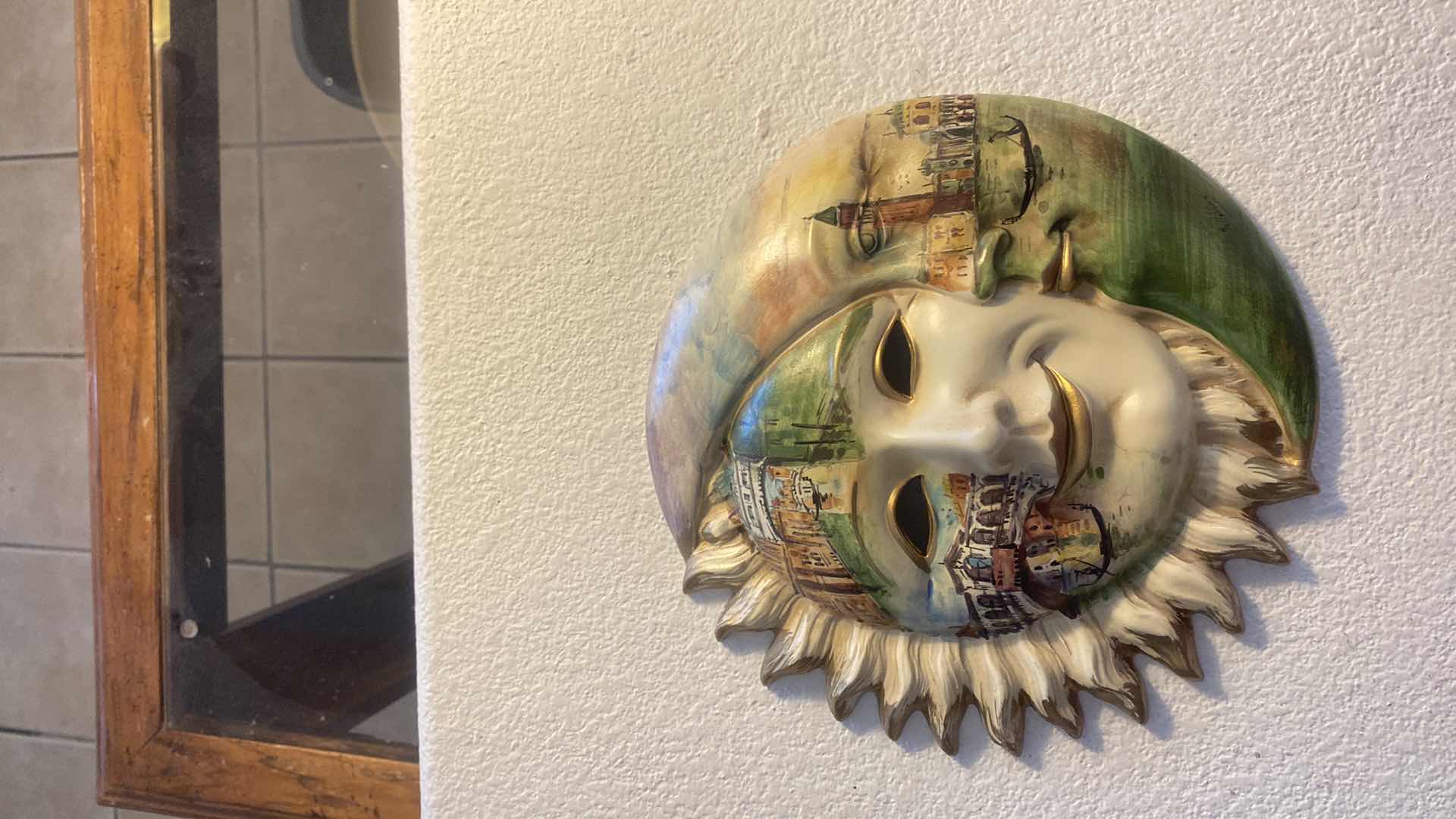 Photo 1 of AUTHENTIC VENETIAN HAND PAINTED 3 DIMENSIONAL 9” PLATE  & FRAMED LANDSCAPE 18” x 18”