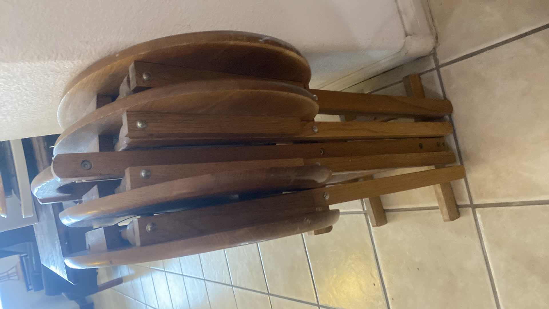 Photo 1 of 4 OAK WOOD TV TRAYS IN STAND