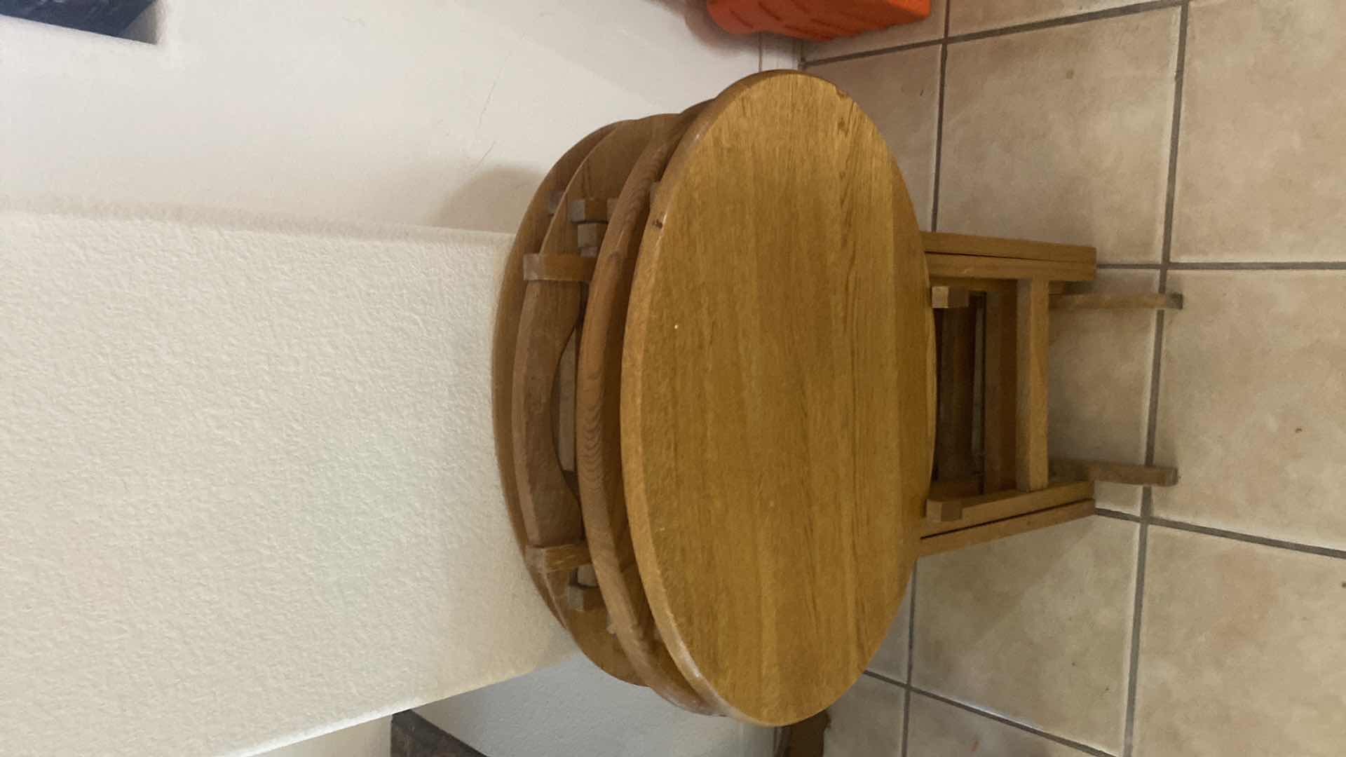 Photo 1 of 4 OAK WOOD TV TRAYS IN STAND