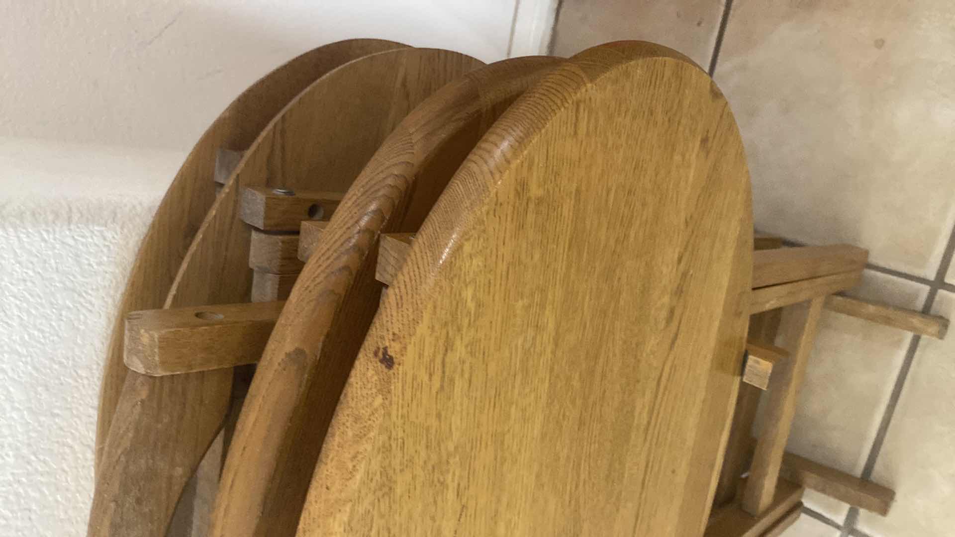 Photo 1 of 4 OAK WOOD TV TRAYS IN STAND