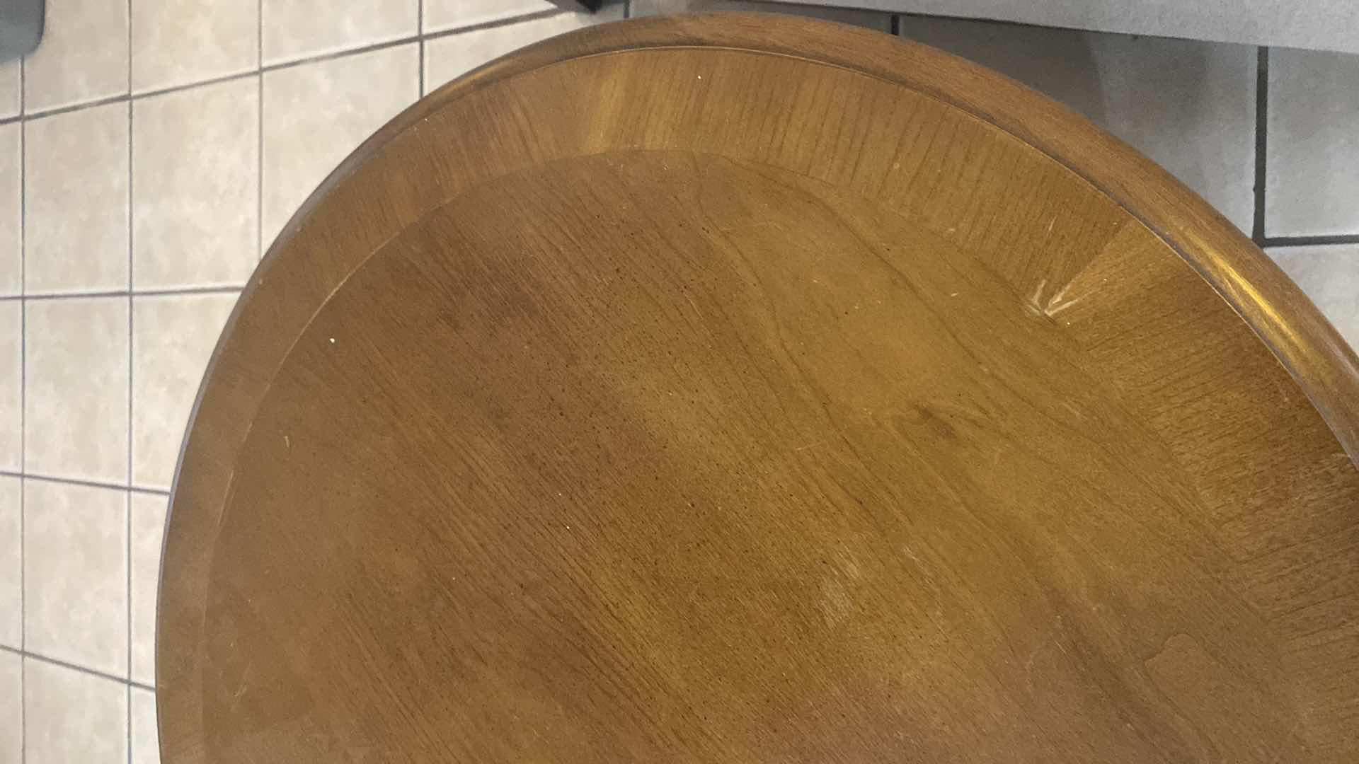 Photo 3 of 27” ROUND DARK WOOD END TABLE WITH SHELF H22  ”