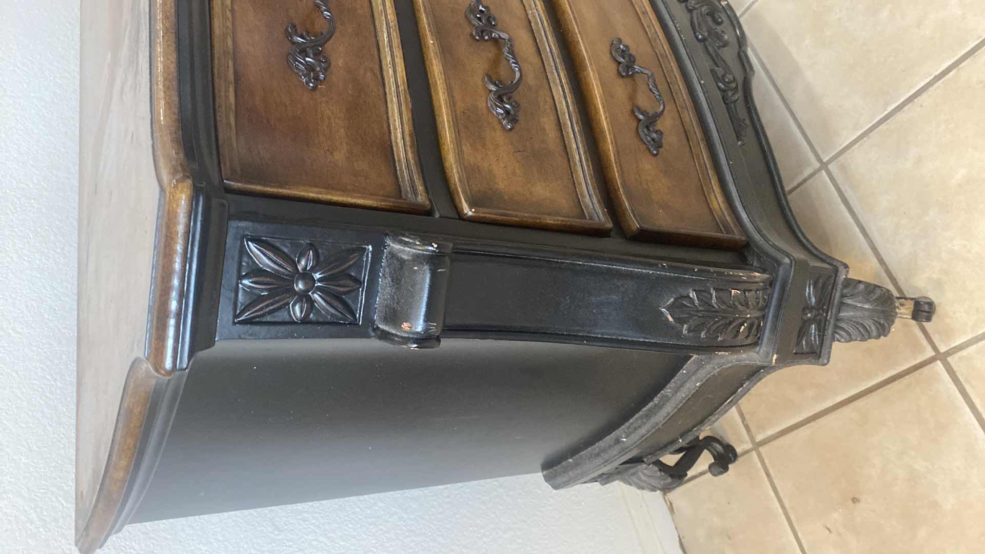 Photo 1 of 1990’s 4 DRAWER CHEST WITH ACANTHUS LEAF DETAIL 39” x 19” H 35 1/2”