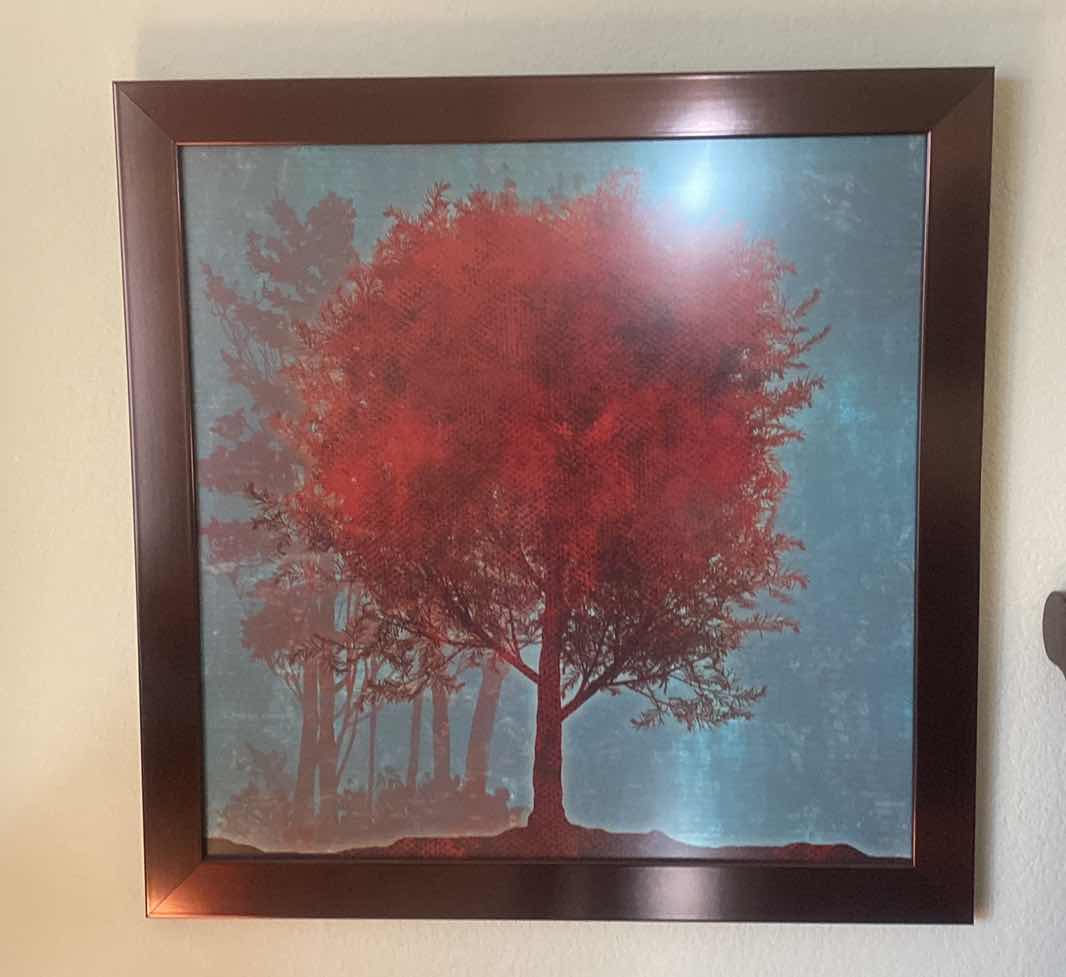 Photo 1 of 2 FRAMED TREE & FLORAL ARTWORK LARGEST 27 1/2” x 27 1/2”