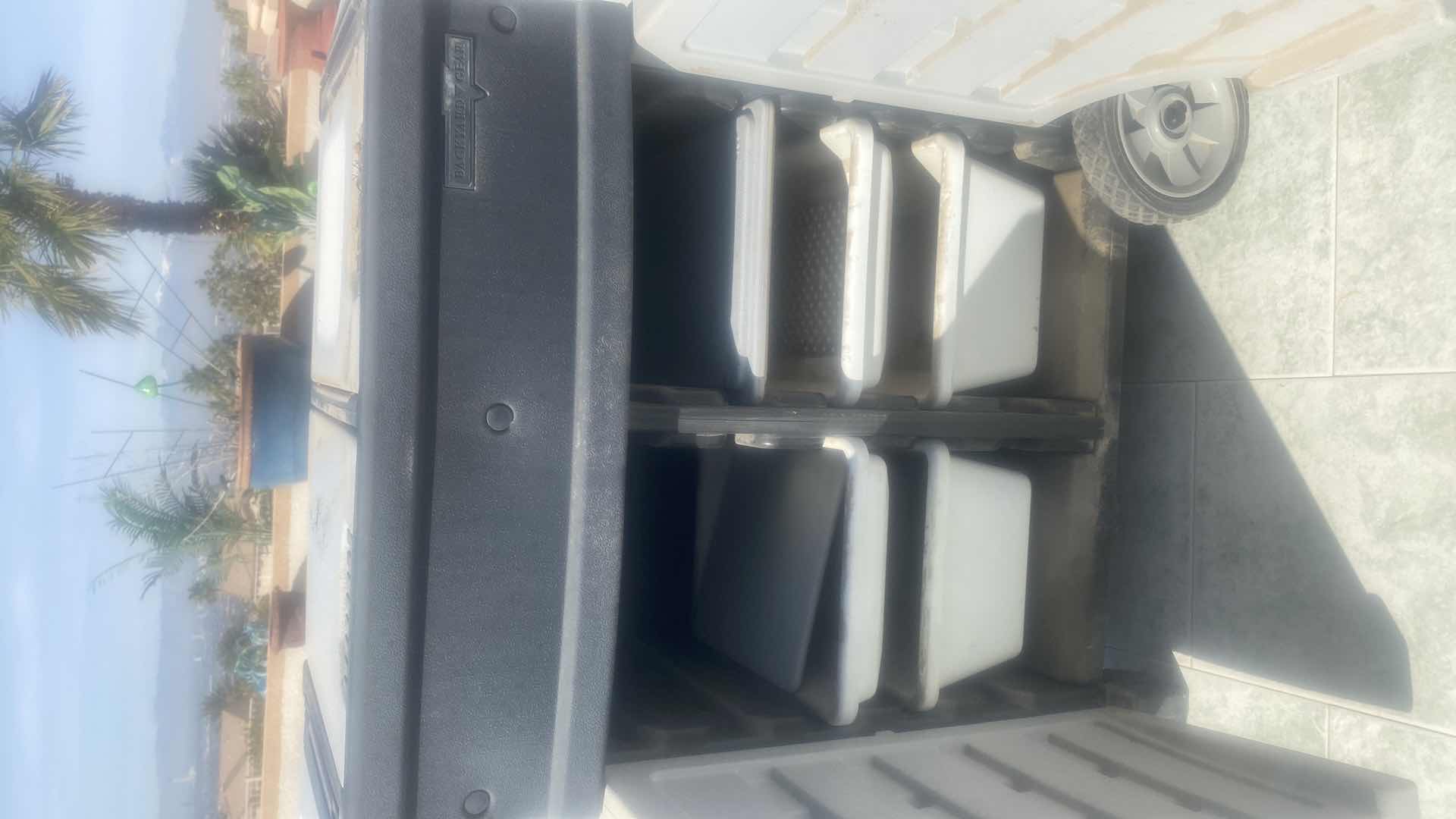 Photo 2 of BACKYARD GEAR 2 DOOR PLANTING CART CLOSED MEASURES 25“ x 17“ H33”