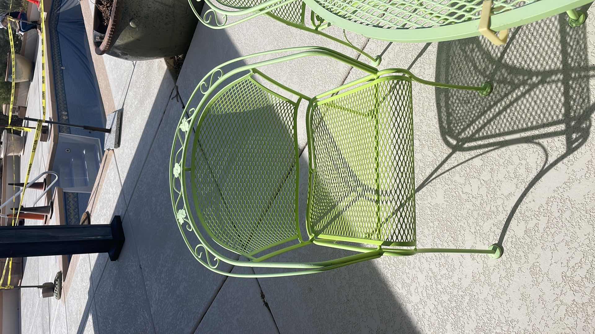 Photo 1 of 54” ROUND GREEN CAST IRON OUTDOOR DINING FOR 6