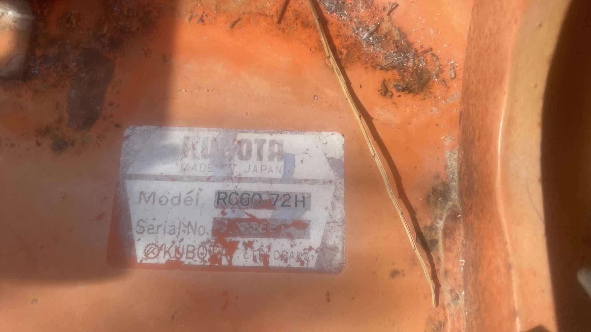 Photo 1 of   KUBOTA MOWER DECK RC60 72H