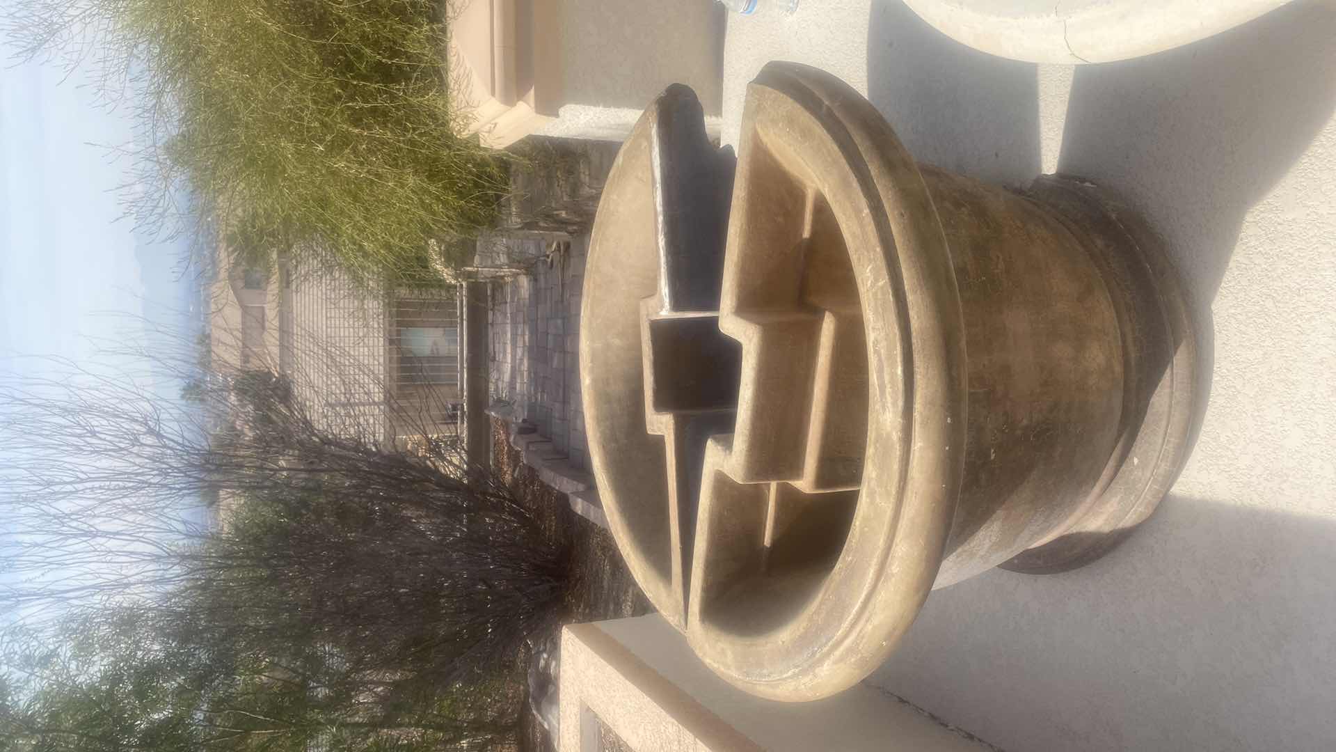 Photo 1 of AL’s GARDEN ART VERY LARGE 2 PIECE ARCHITECTURAL ROUND CAST STONE PLANTER 36” x 25” (measurement is both pieces together)