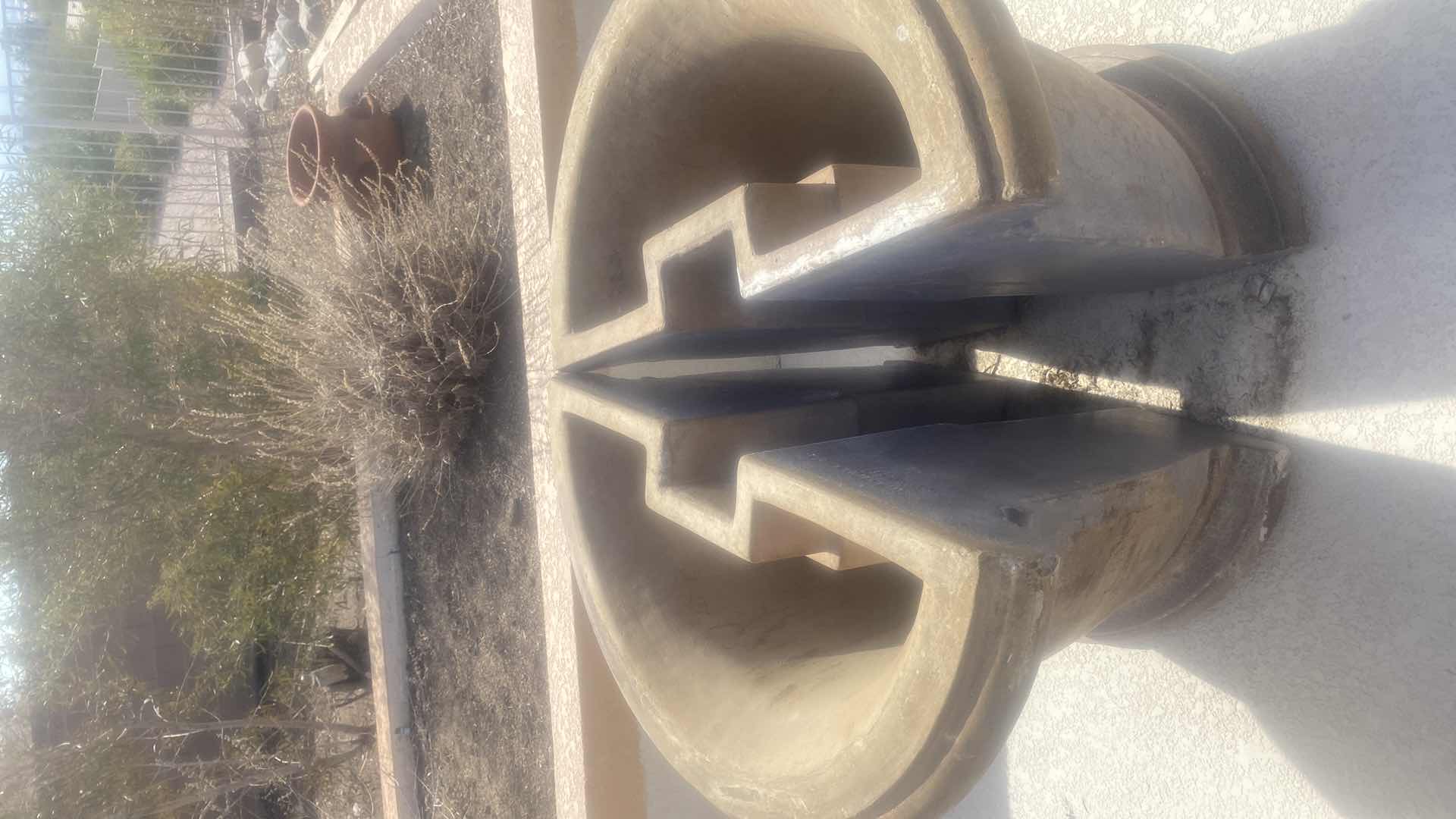 Photo 1 of AL’s GARDEN ART VERY LARGE 2 PIECE ARCHITECTURAL ROUND CAST STONE PLANTER 36” x 25” (measurement is both pieces together)